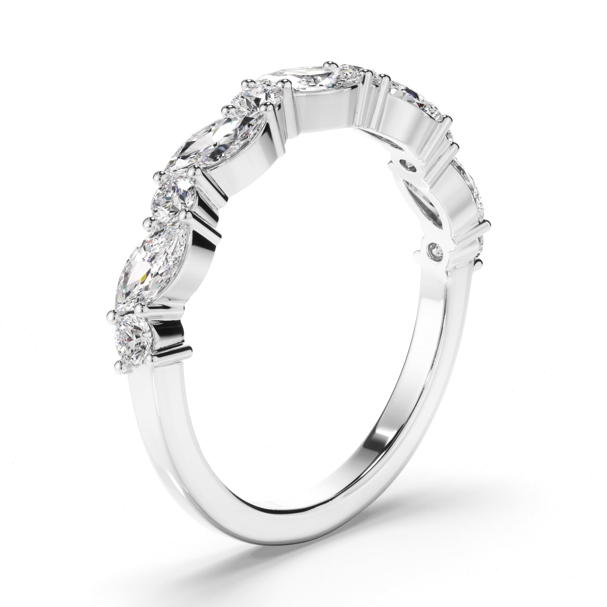 Rosabelle - Round Brilliant & Marquise Cut Diamond Anniversary Ring
