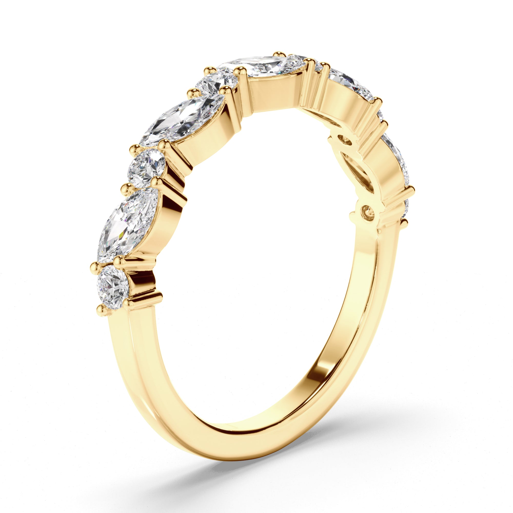 Rosabelle - Round Brilliant & Marquise Cut Diamond Anniversary Ring