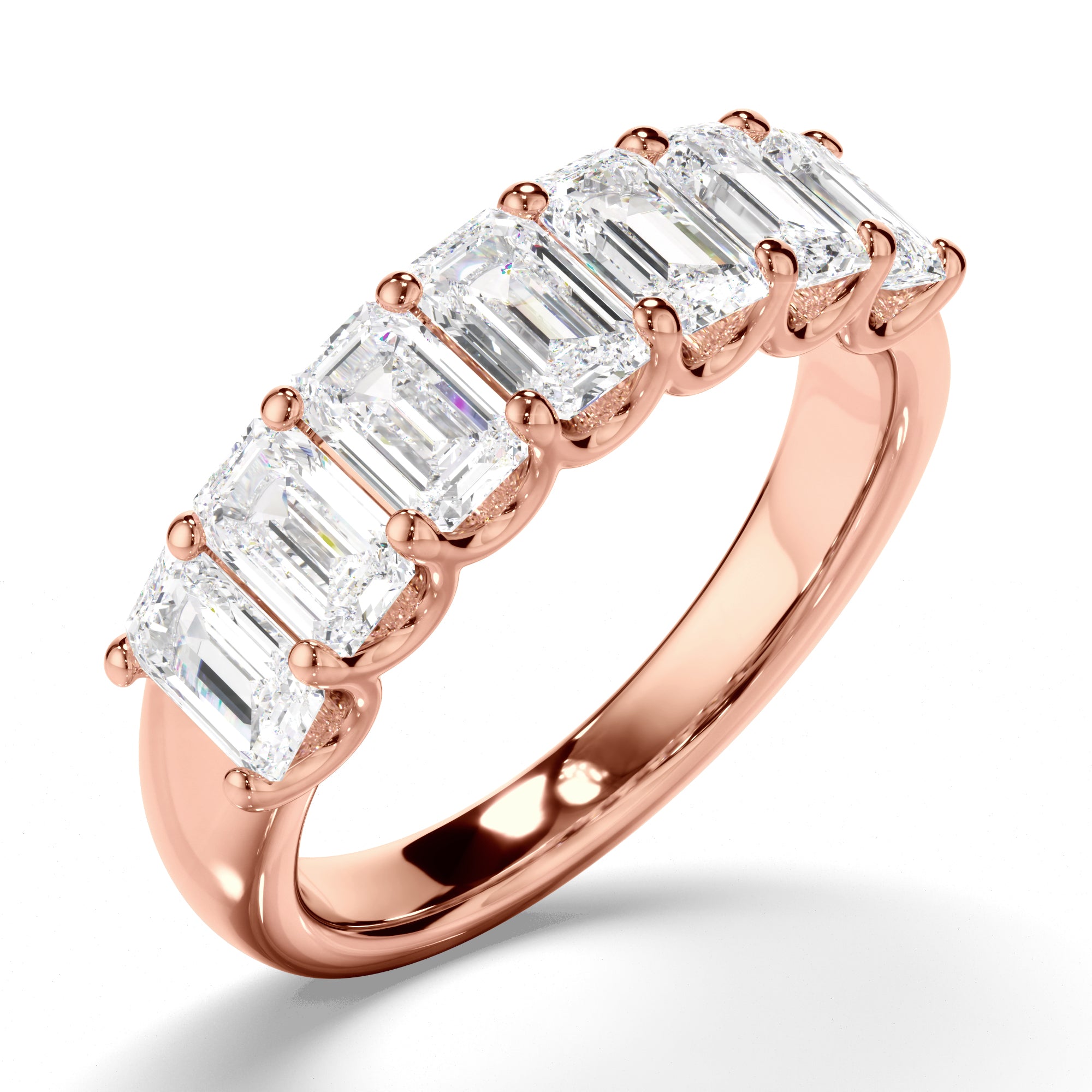 Leona - Emerald Cut Diamond Anniversary Ring