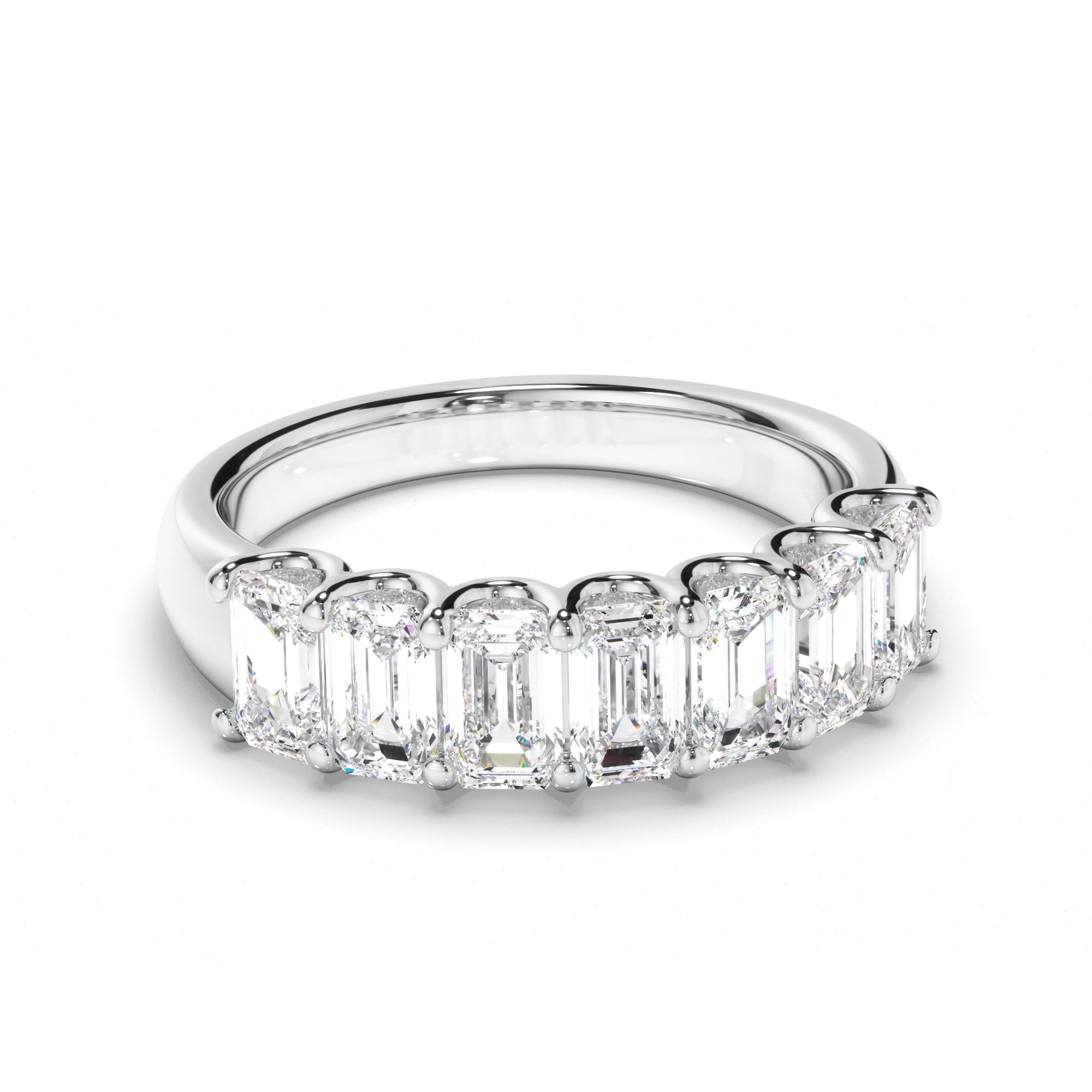Leona - Emerald Cut Diamond Anniversary Ring