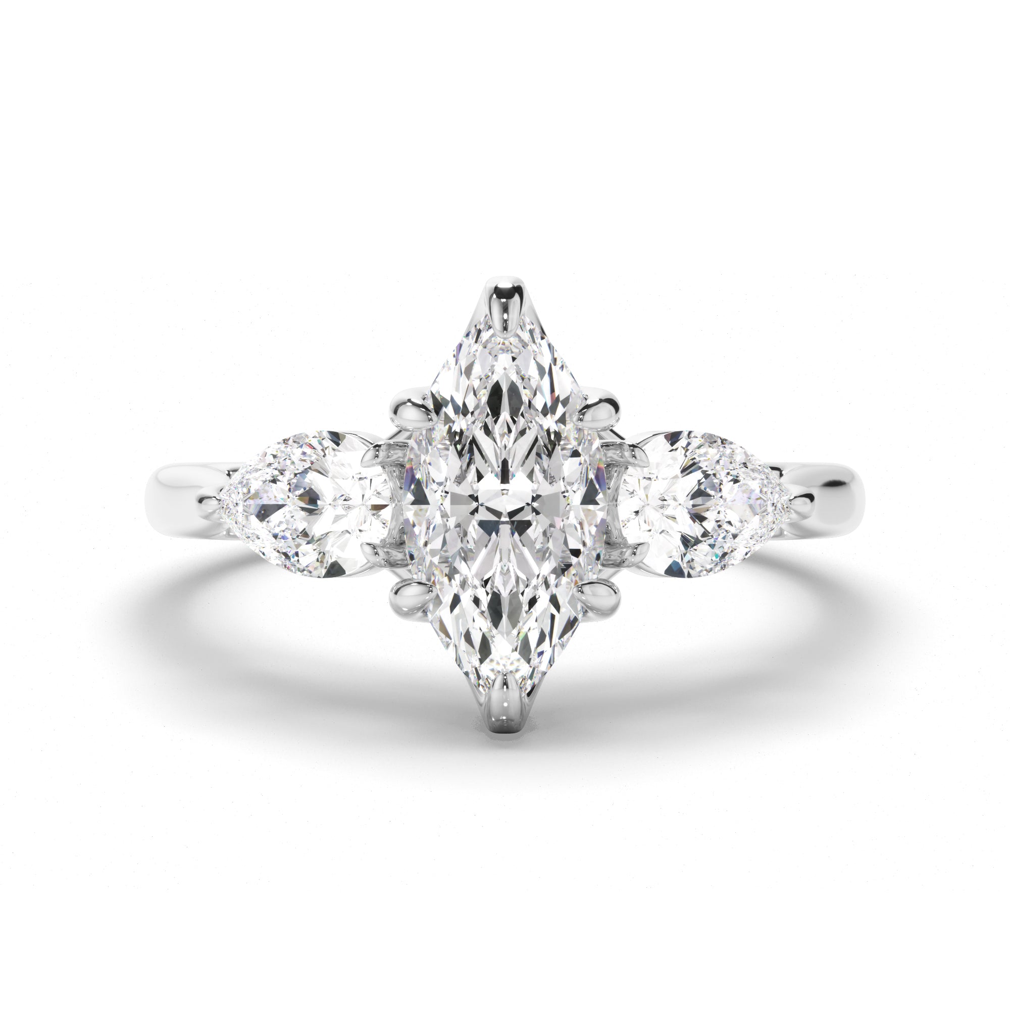 Scarlett - Marquise Cut Diamond Trilogy Engagement Ring with Pear Sides