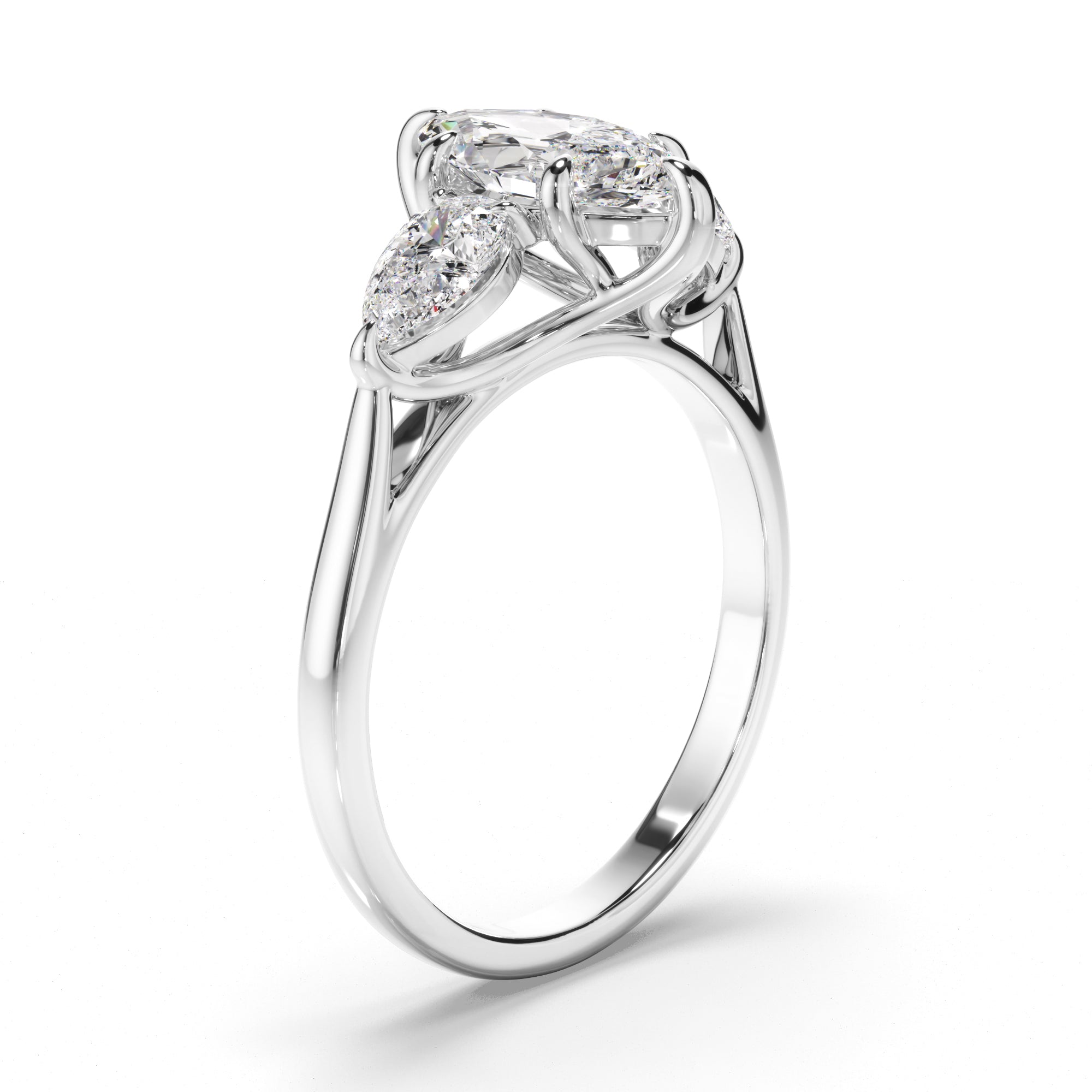 Scarlett - Marquise Cut Diamond Trilogy Engagement Ring with Pear Sides