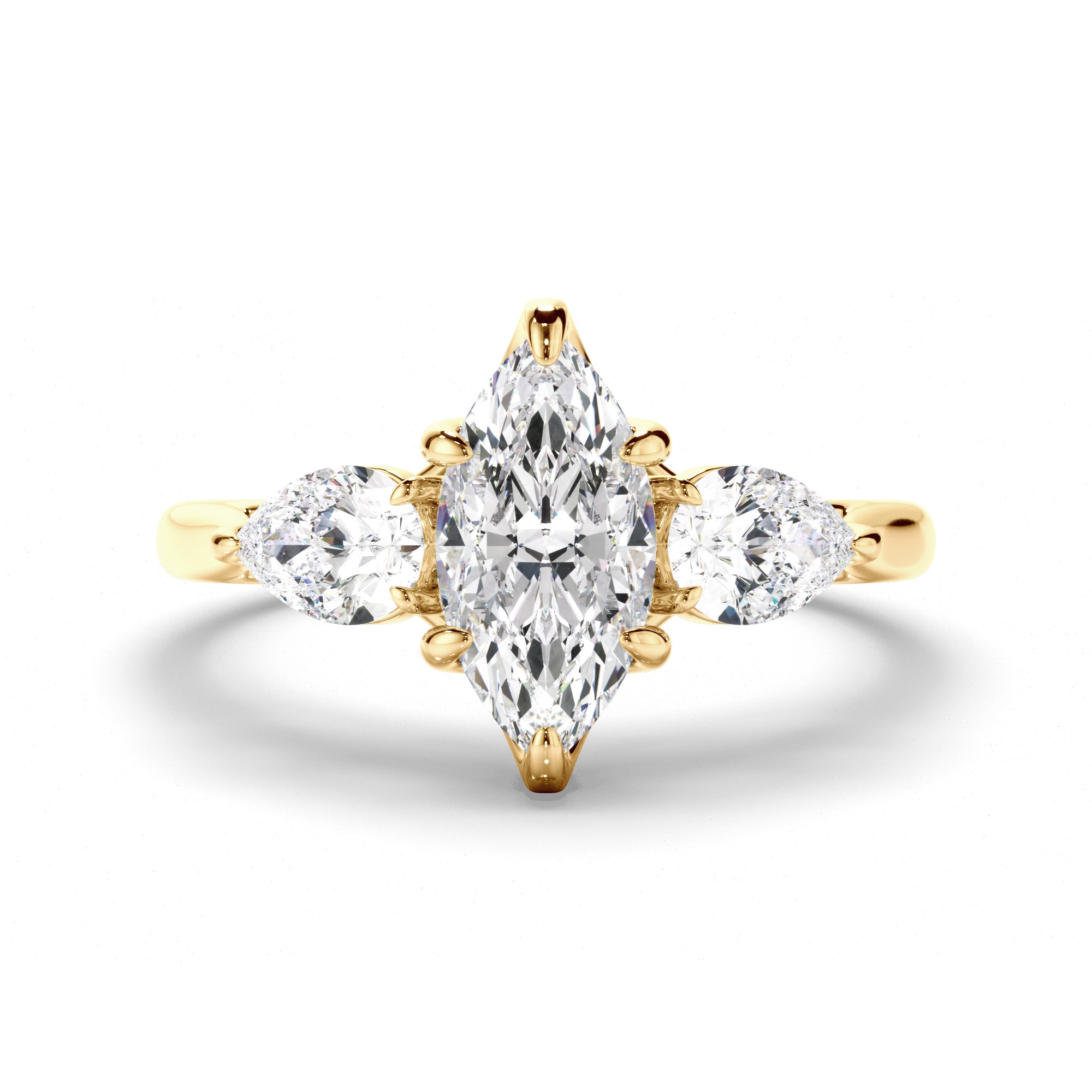 Scarlett - Marquise Cut Diamond Trilogy Engagement Ring with Pear Sides
