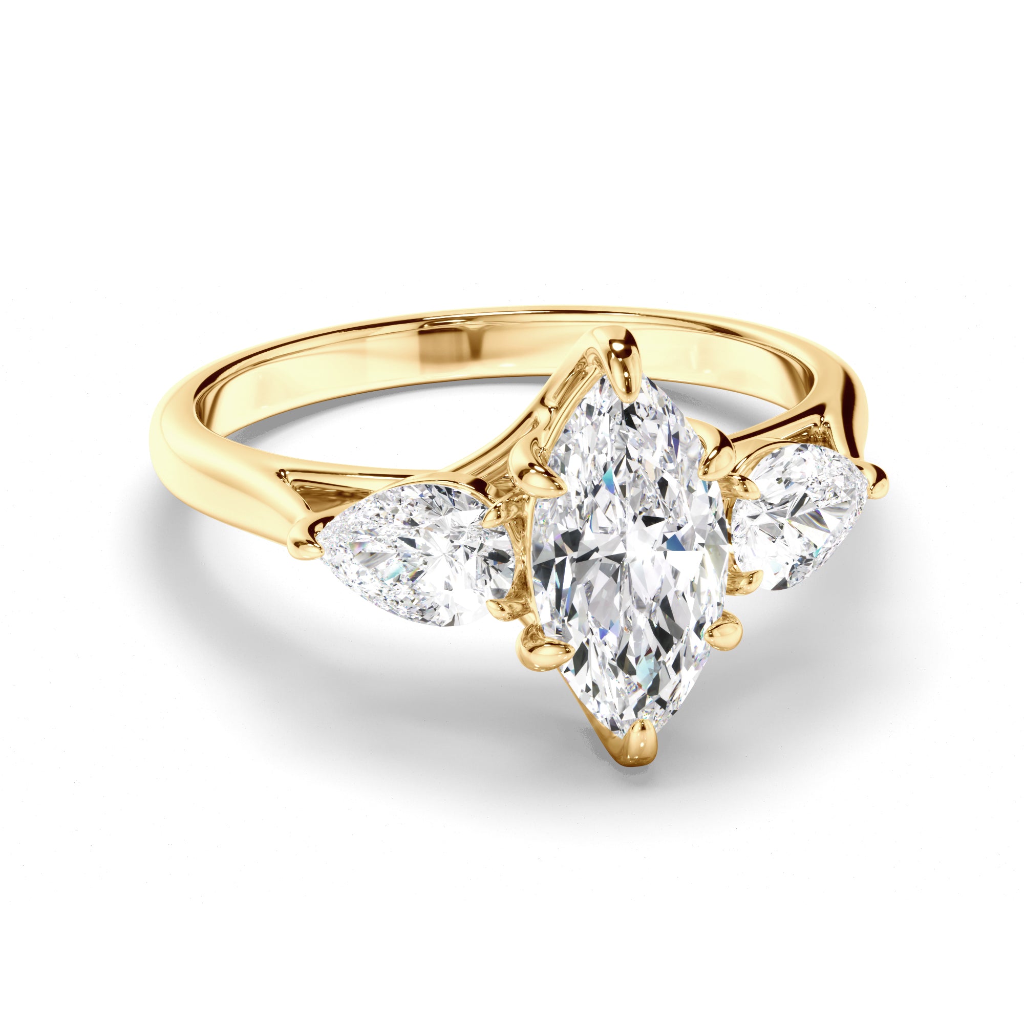 Scarlett - Marquise Cut Diamond Trilogy Engagement Ring with Pear Sides
