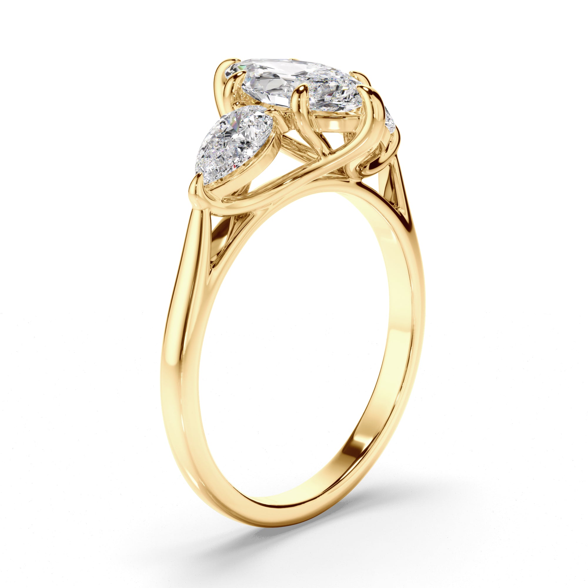 Scarlett - Marquise Cut Diamond Trilogy Engagement Ring with Pear Sides