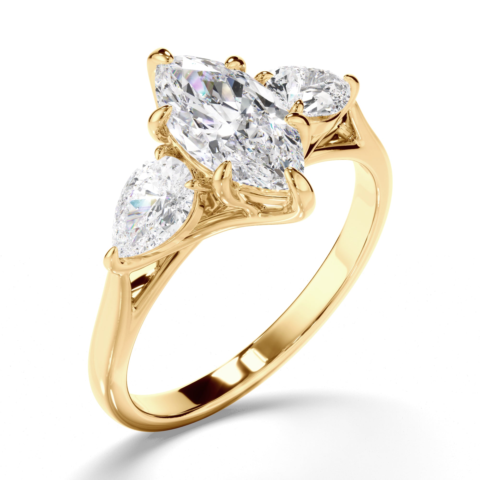 Scarlett - Marquise Cut Diamond Trilogy Engagement Ring with Pear Sides