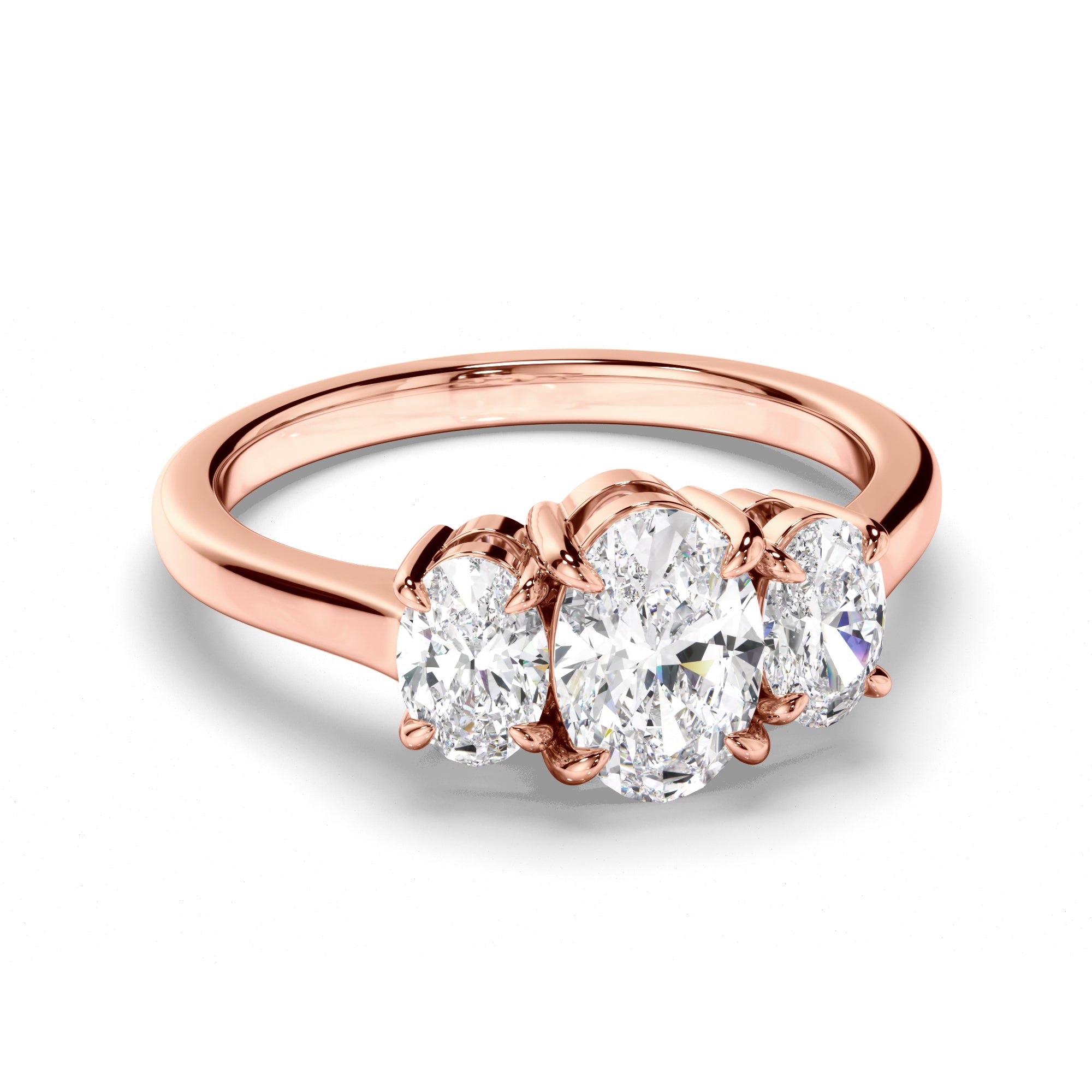Anabella - Oval Cut Diamond Trilogy Engagement Ring