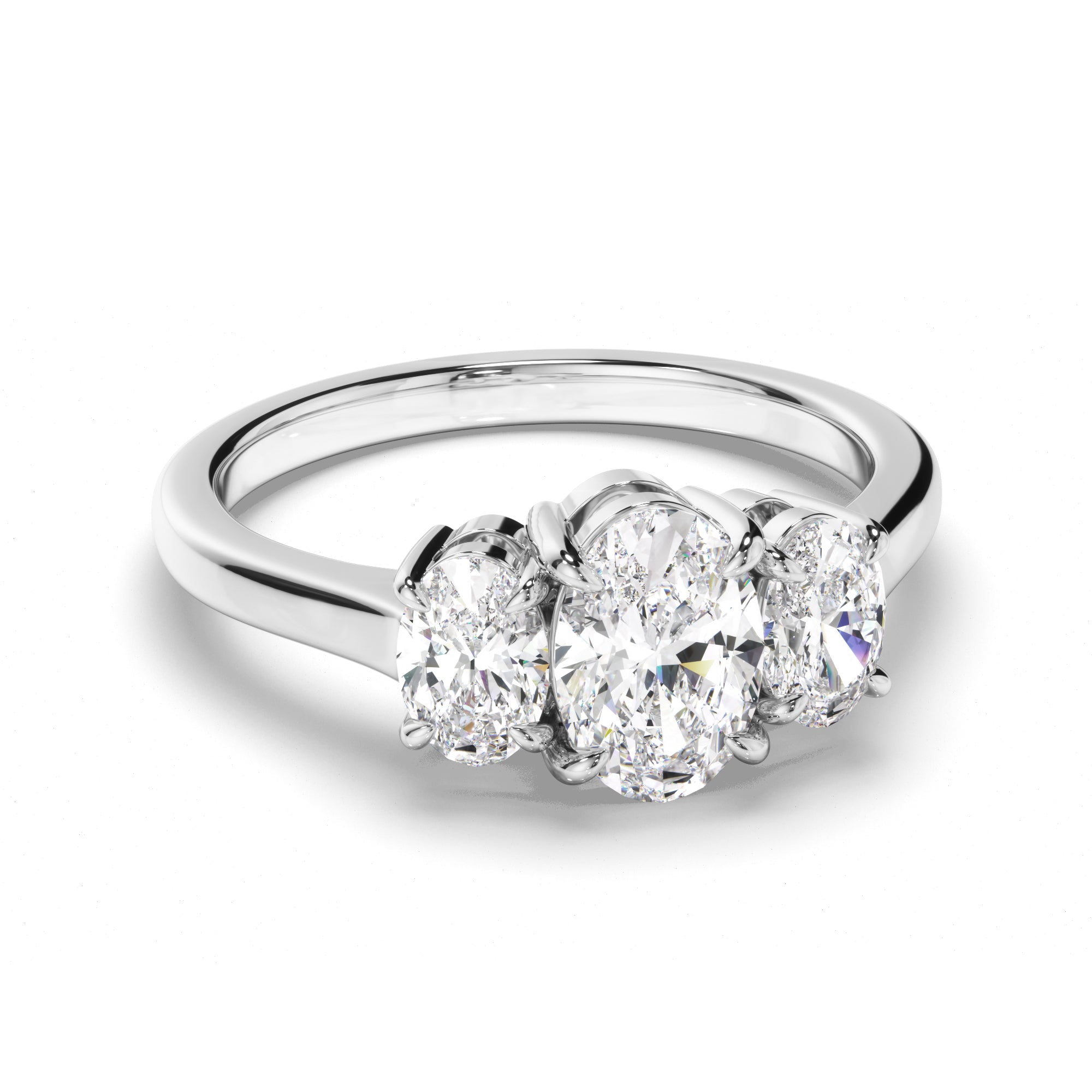Anabella - Oval Cut Diamond Trilogy Engagement Ring