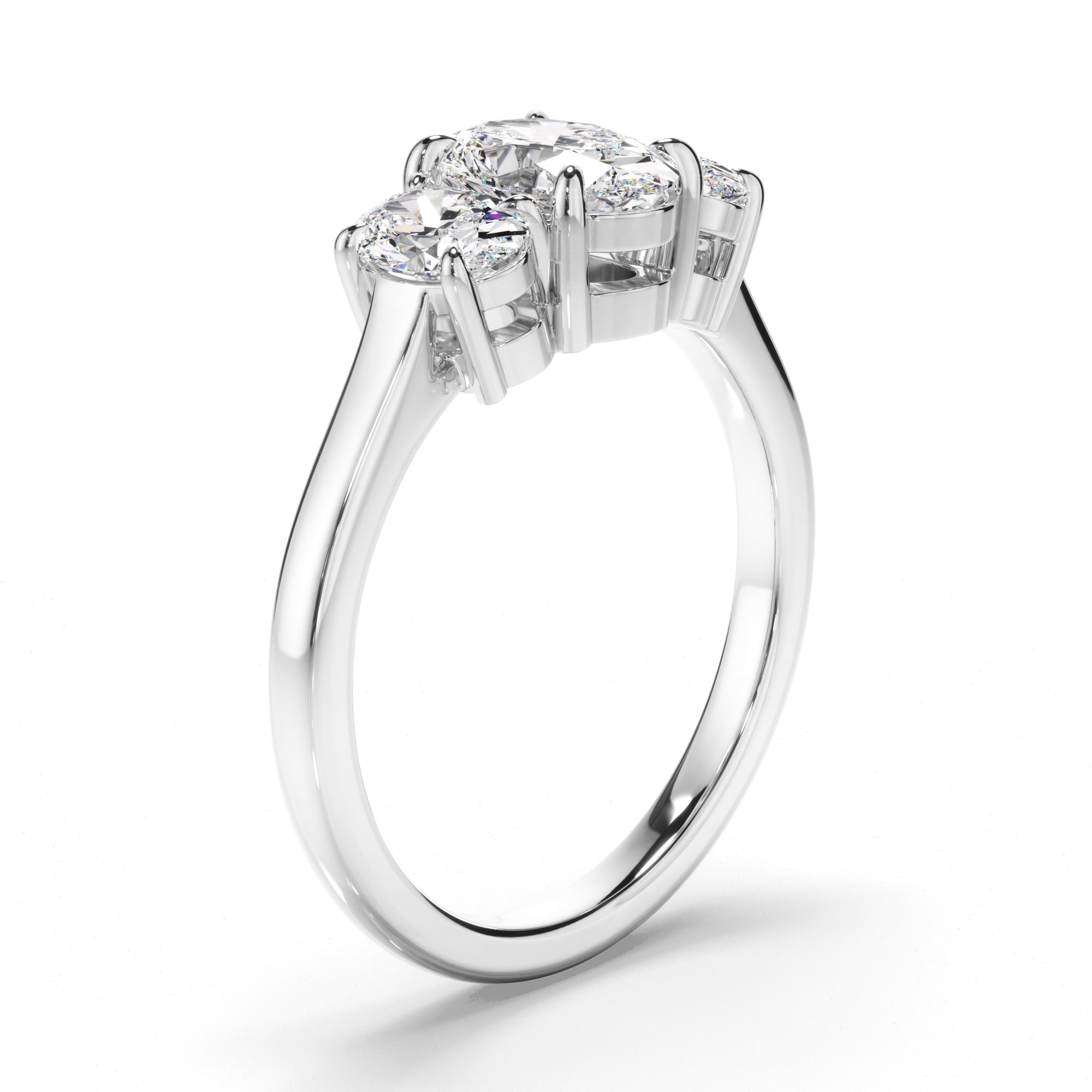 Anabella - Oval Cut Diamond Trilogy Engagement Ring