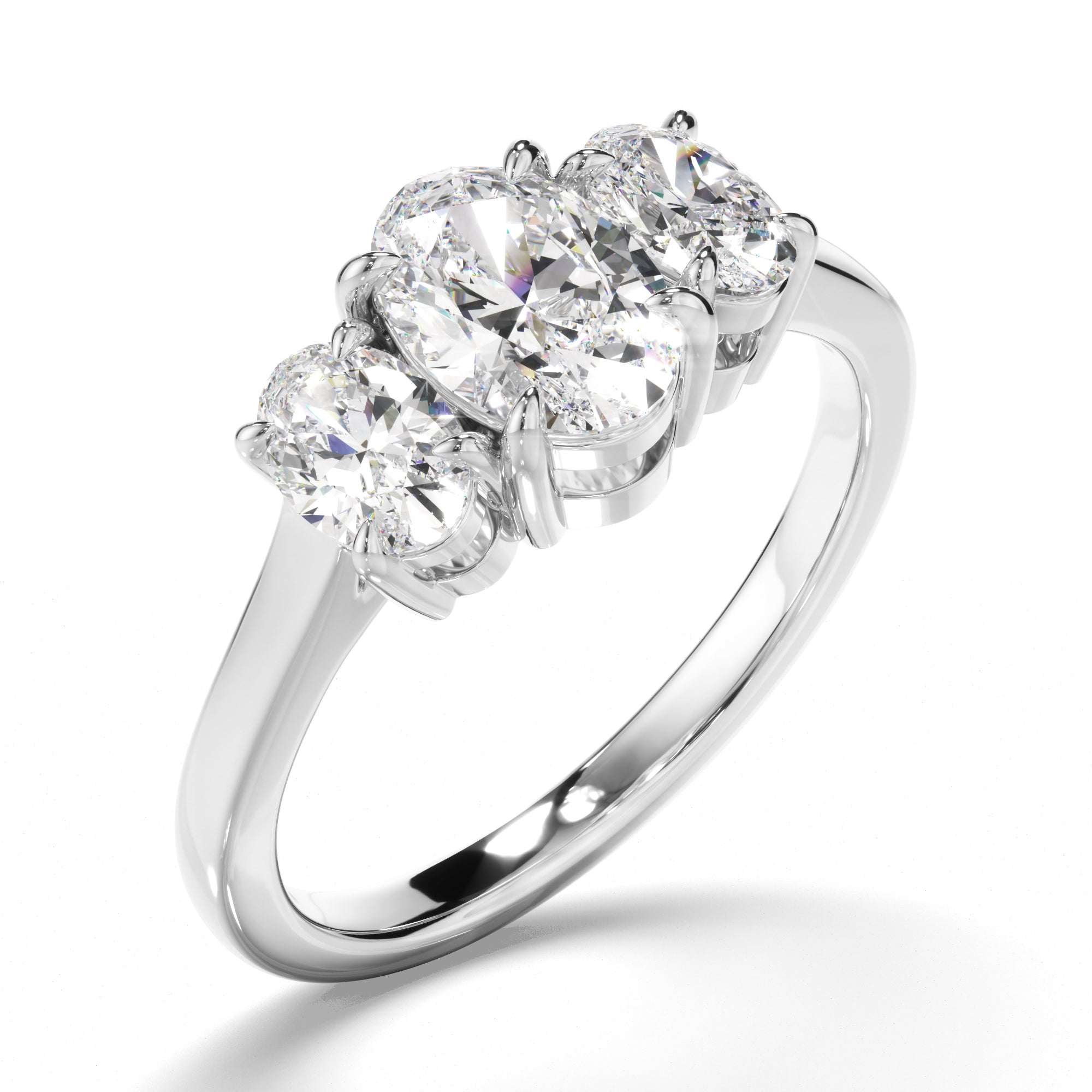 Anabella - Oval Cut Diamond Trilogy Engagement Ring