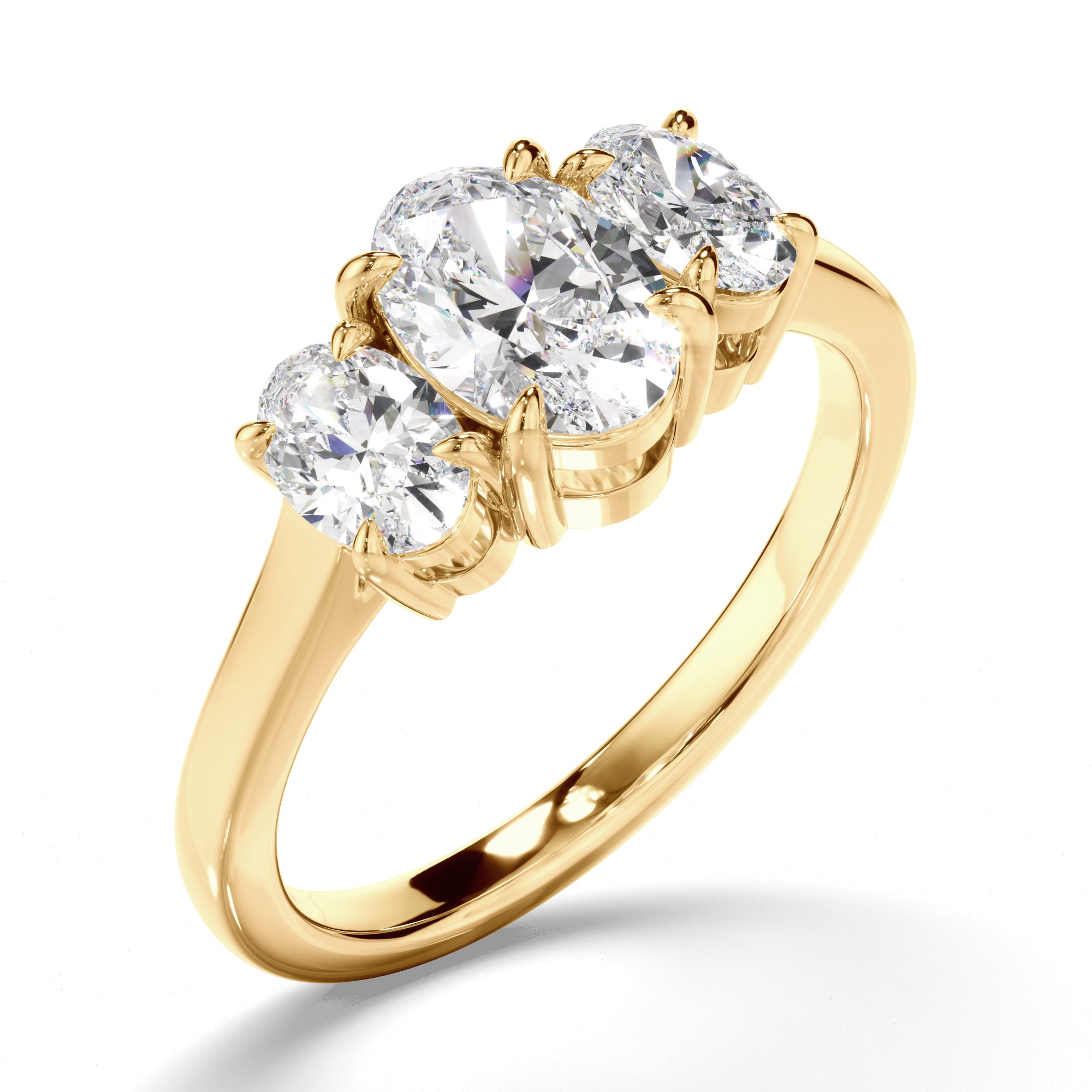 Anabella - Oval Cut Diamond Trilogy Engagement Ring