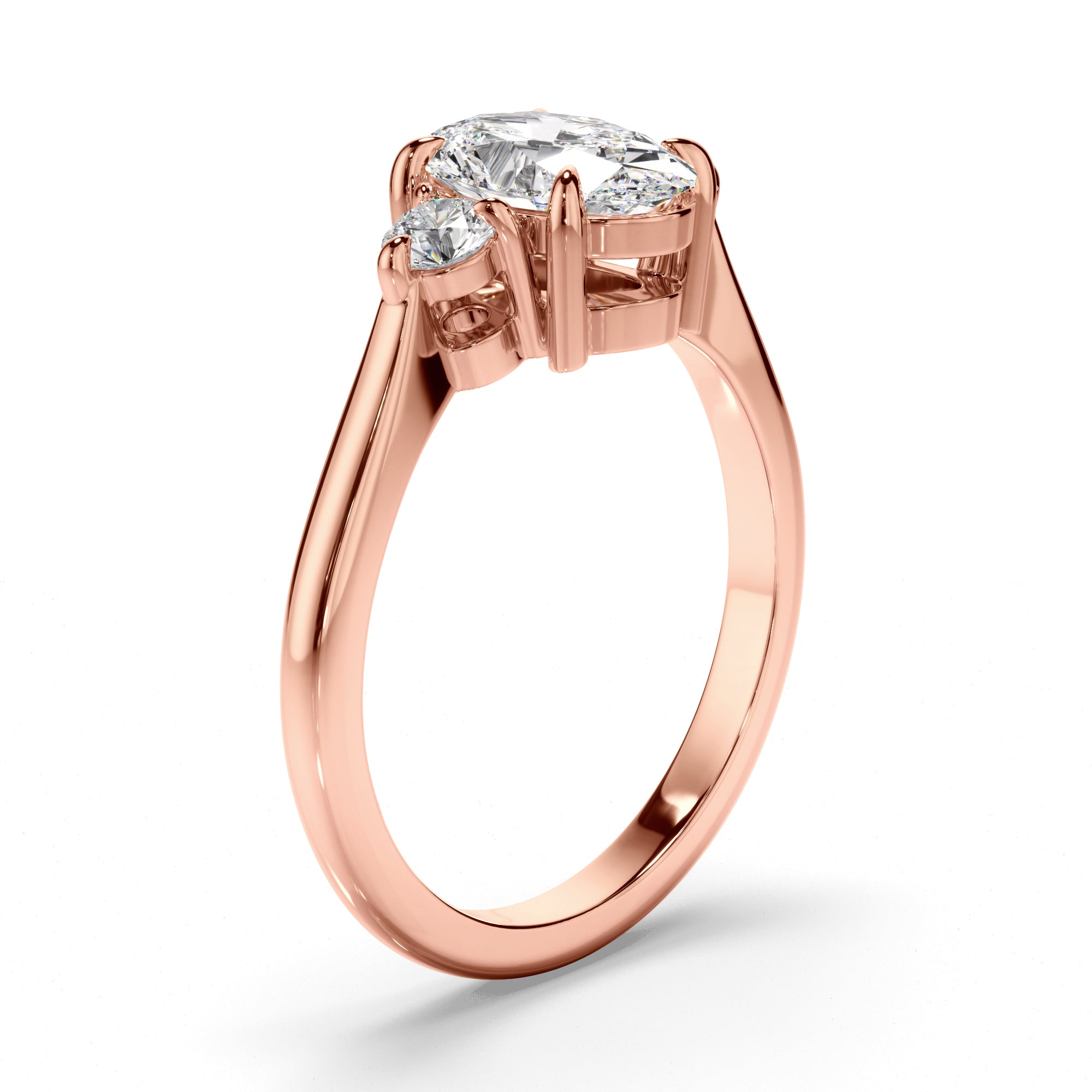 Thea - Oval Cut Diamond Trilogy Engagement Ring with Round Brilliant Sides