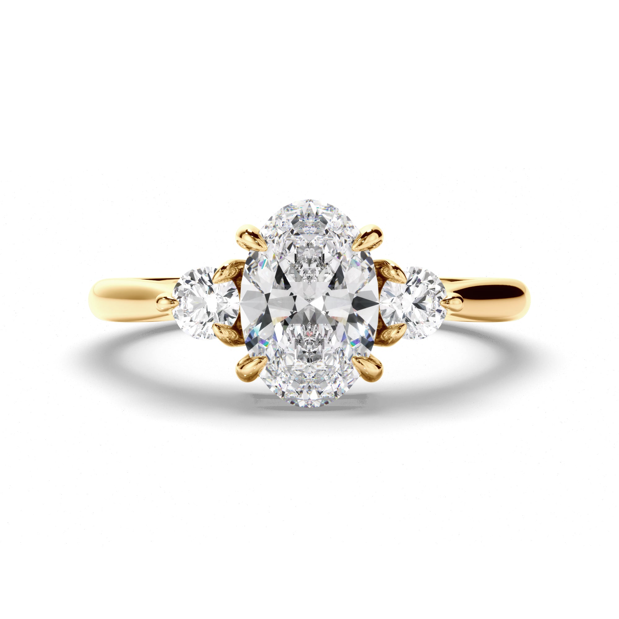 Thea - Oval Cut Diamond Trilogy Engagement Ring with Round Brilliant Sides