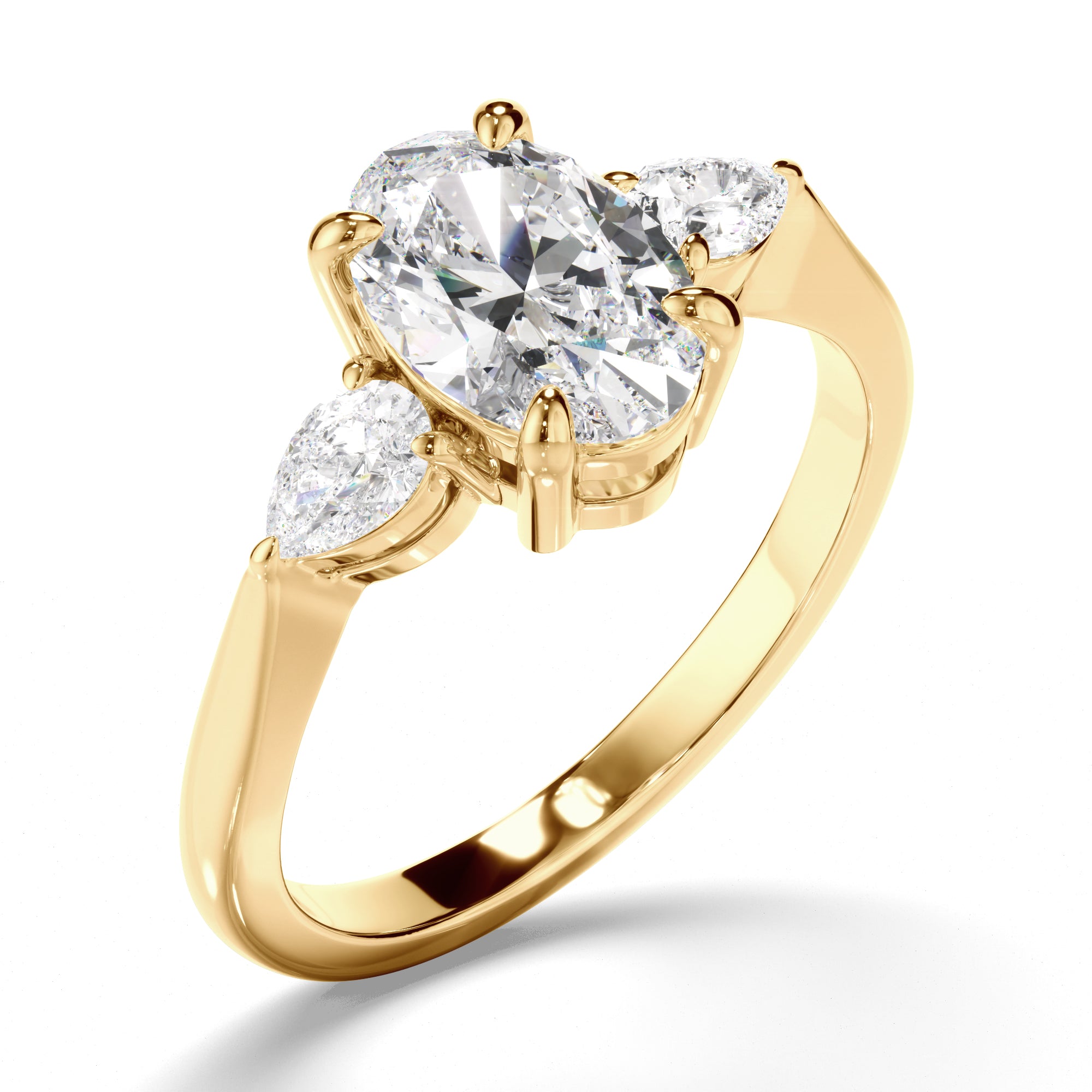Luciana - Oval Cut Diamond Trilogy Engagement Ring with Pear Sides