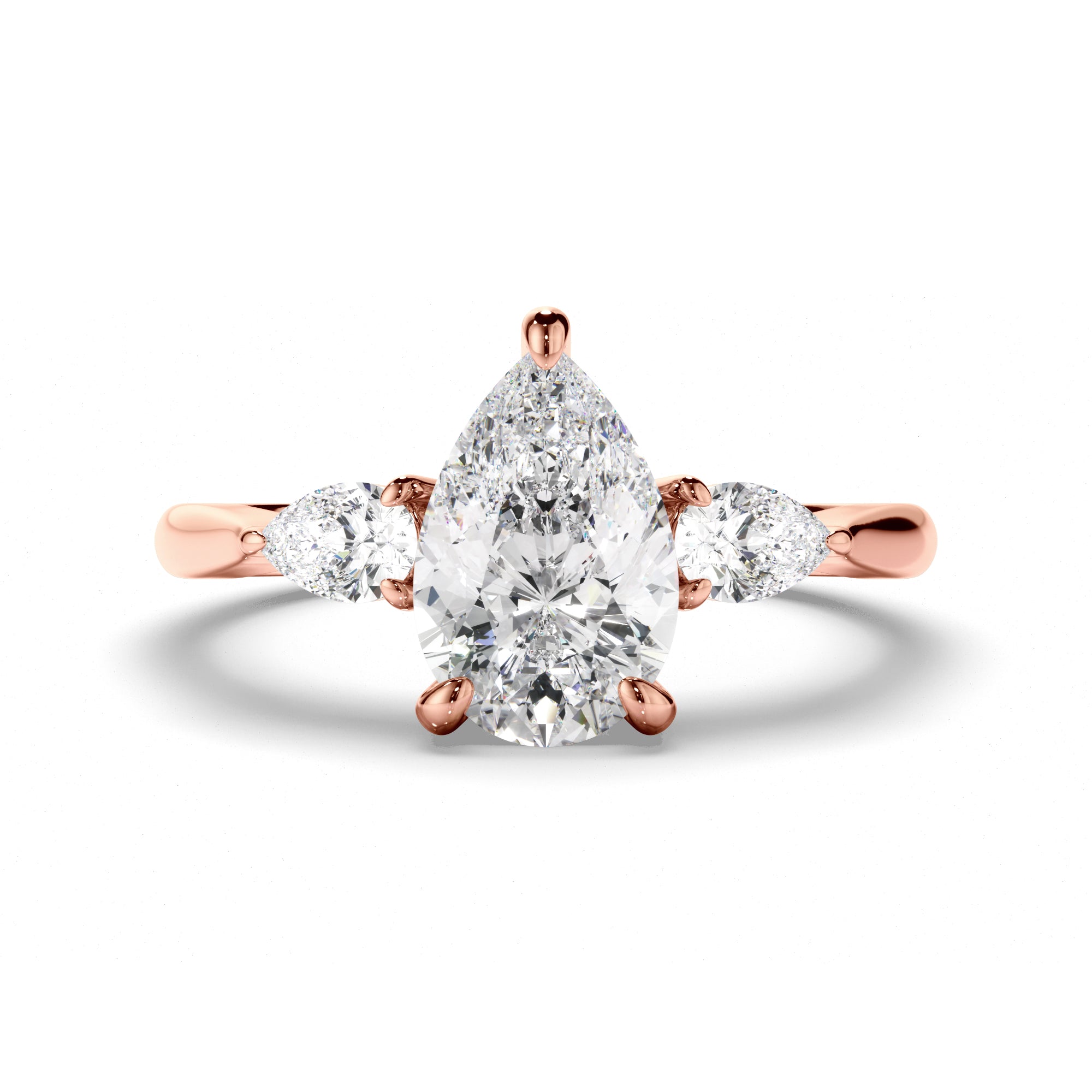 Ava - Pear Cut Diamond Trilogy Engagement Ring with Pear Sides