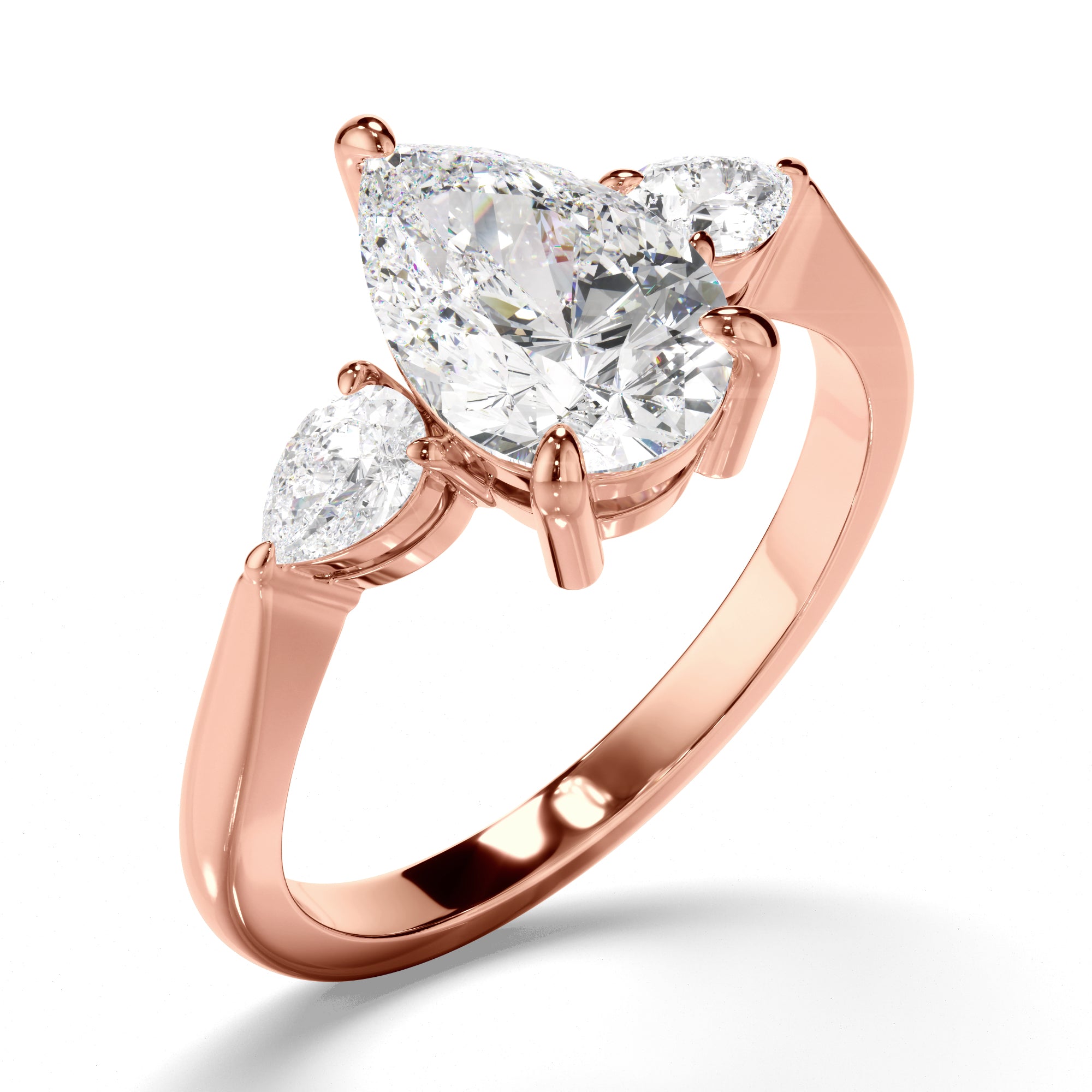 Ava - Pear Cut Diamond Trilogy Engagement Ring with Pear Sides