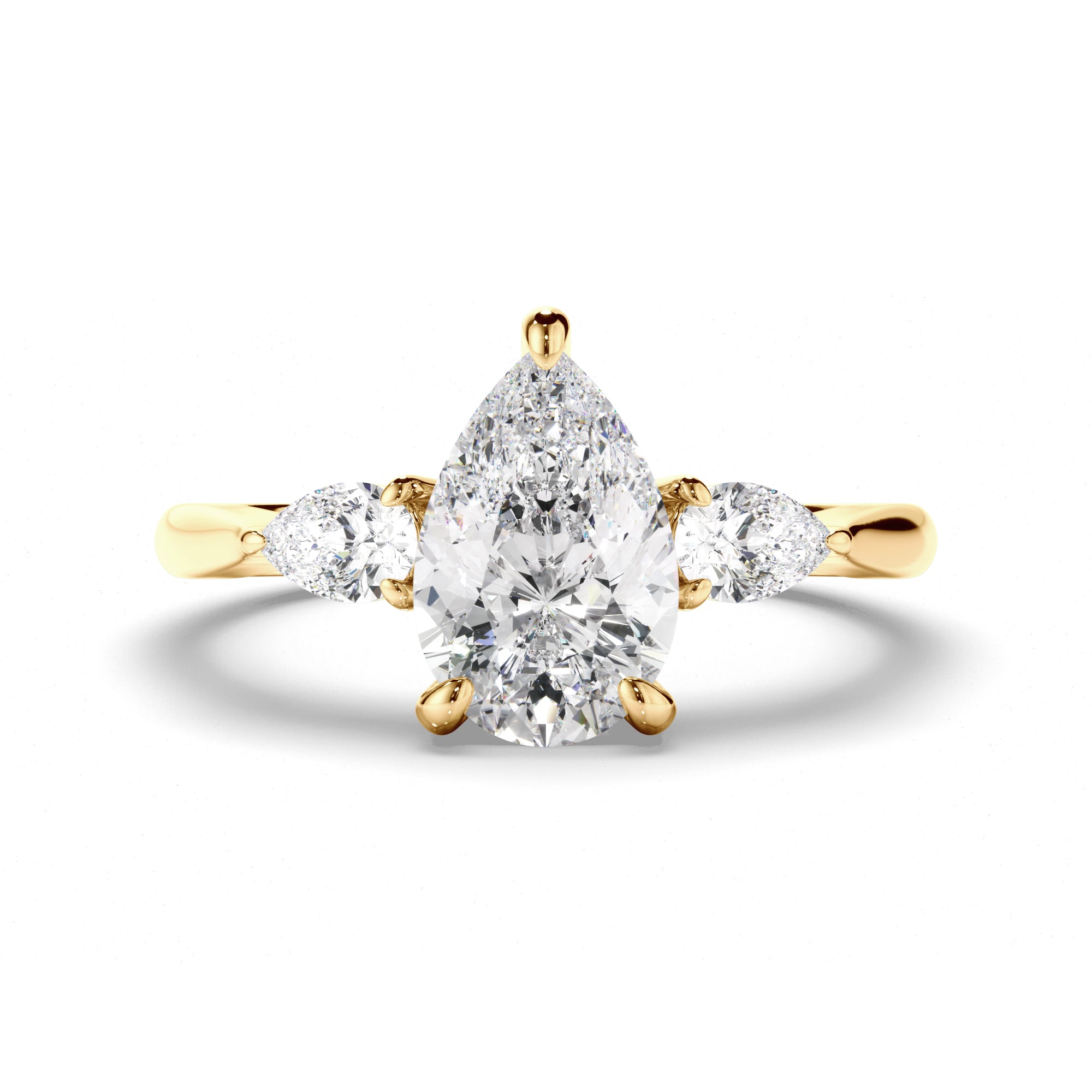 Ava - Pear Cut Diamond Trilogy Engagement Ring with Pear Sides