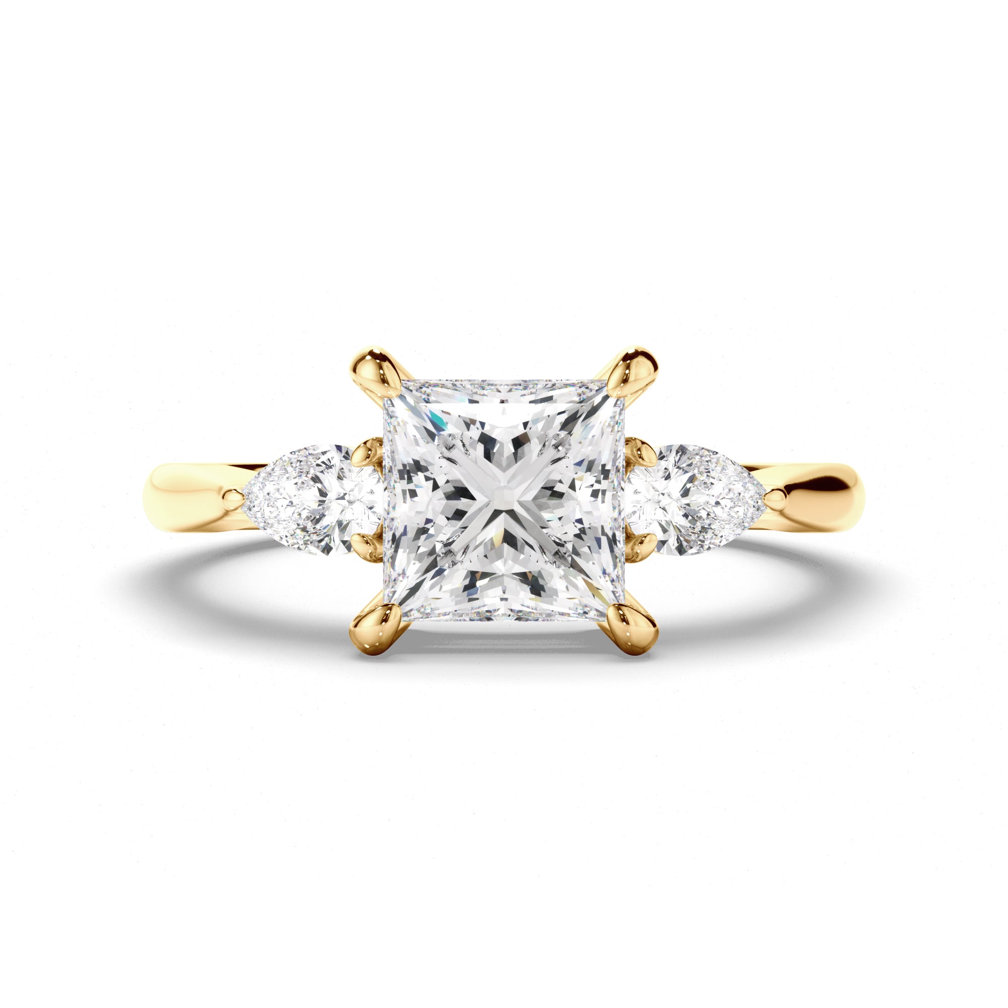Eliza - Princess Cut Diamond Trilogy Engagement Ring with Pear Sides