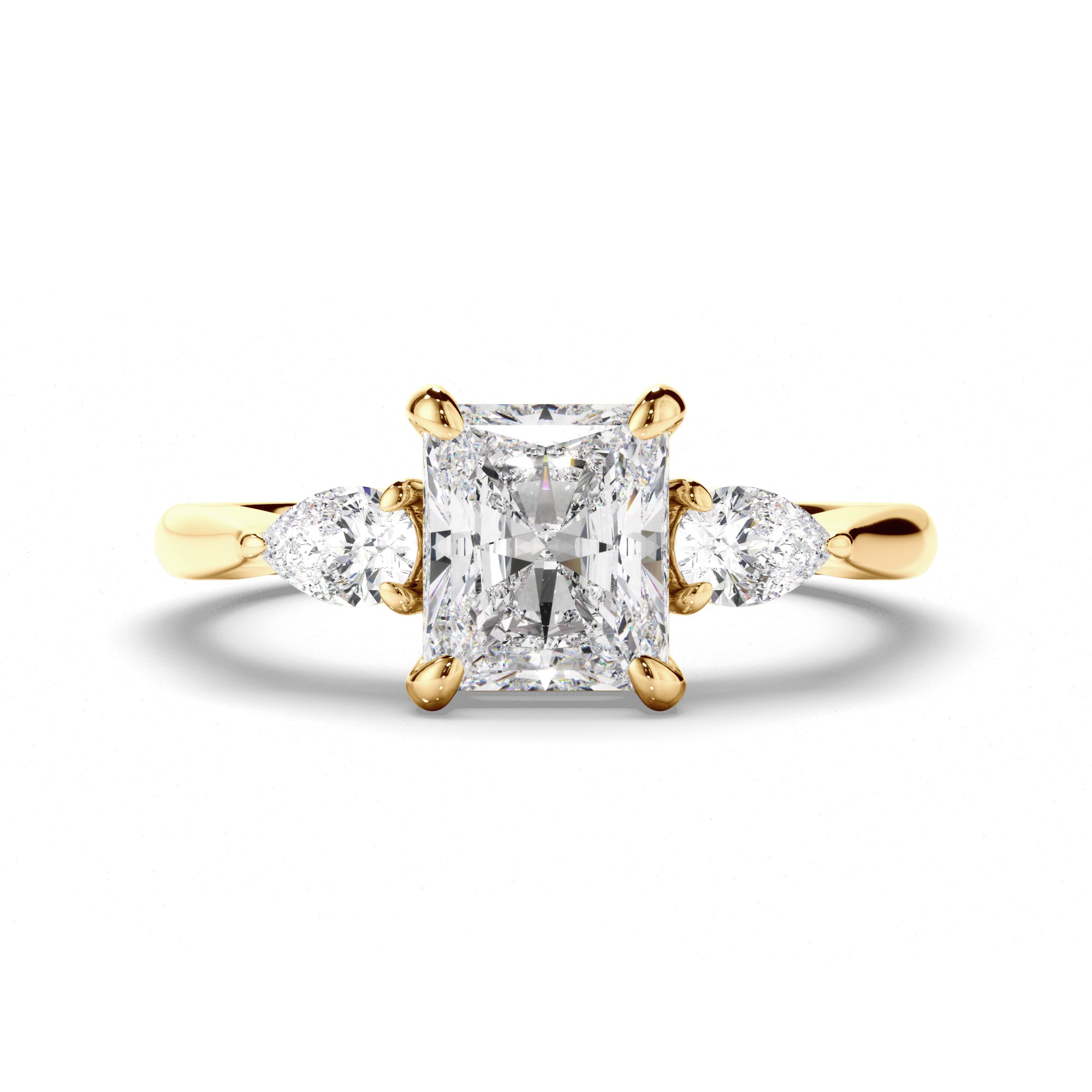 Marina - Radiant Cut Diamond Trilogy Engagement Ring with Pear Sides