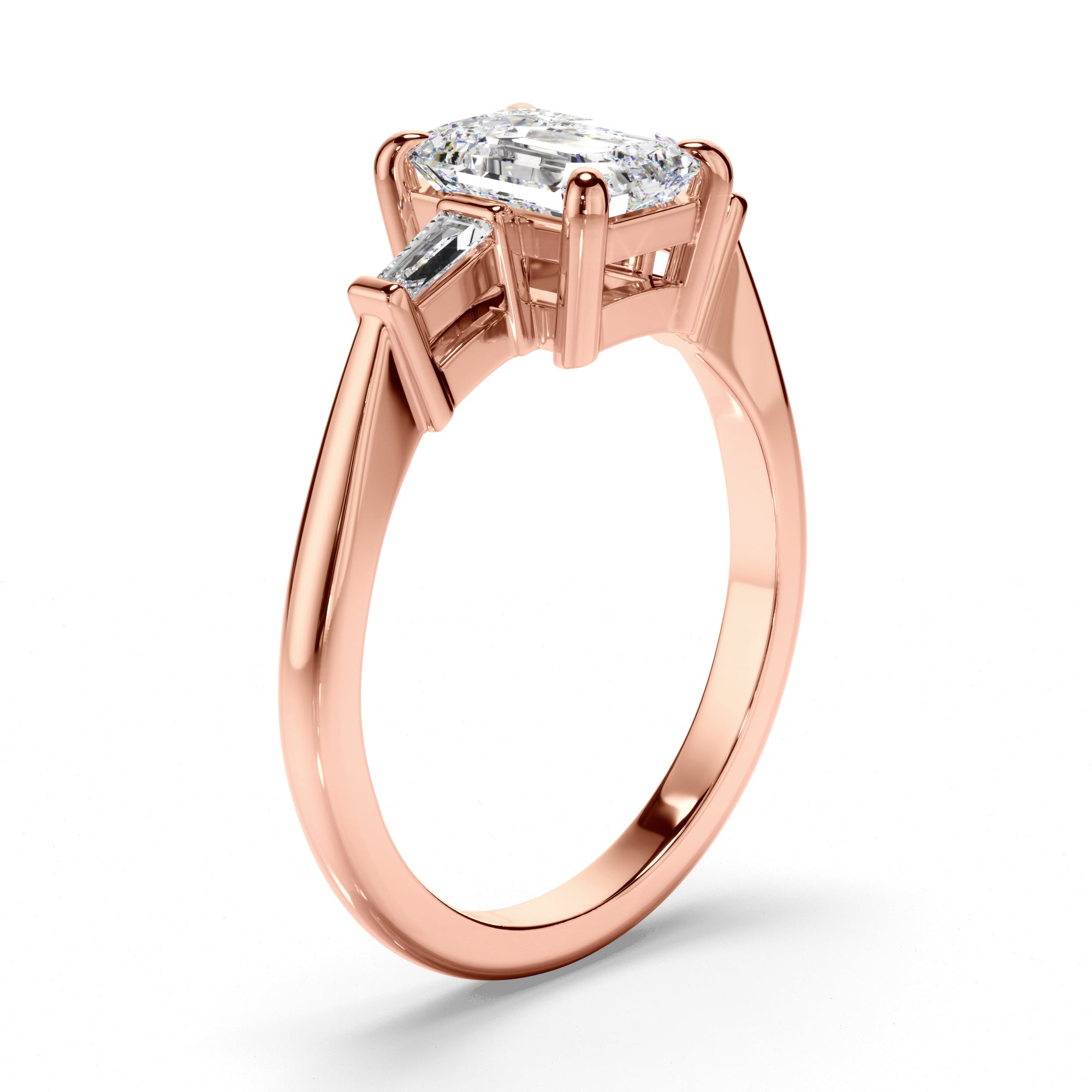 Clarissa - Emerald Cut Diamond Engagement Ring with Baguette Sides
