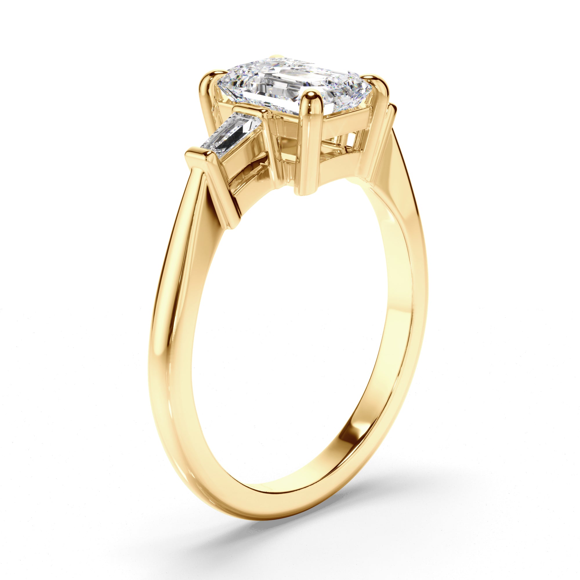 Clarissa - Emerald Cut Diamond Engagement Ring with Baguette Sides