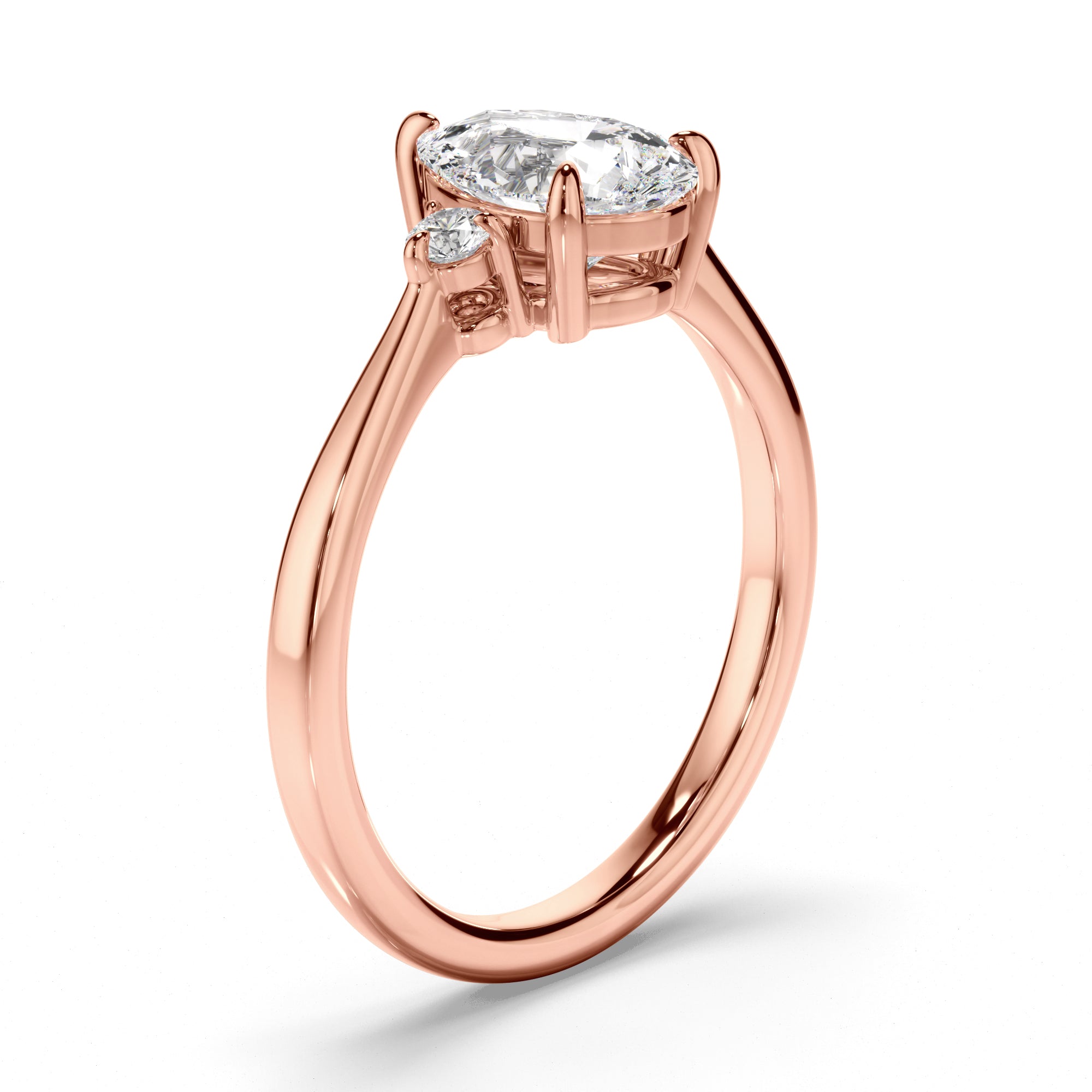 Genevieve - Pear Cut Diamond Trilogy Engagement Ring with Round Brilliant Sides