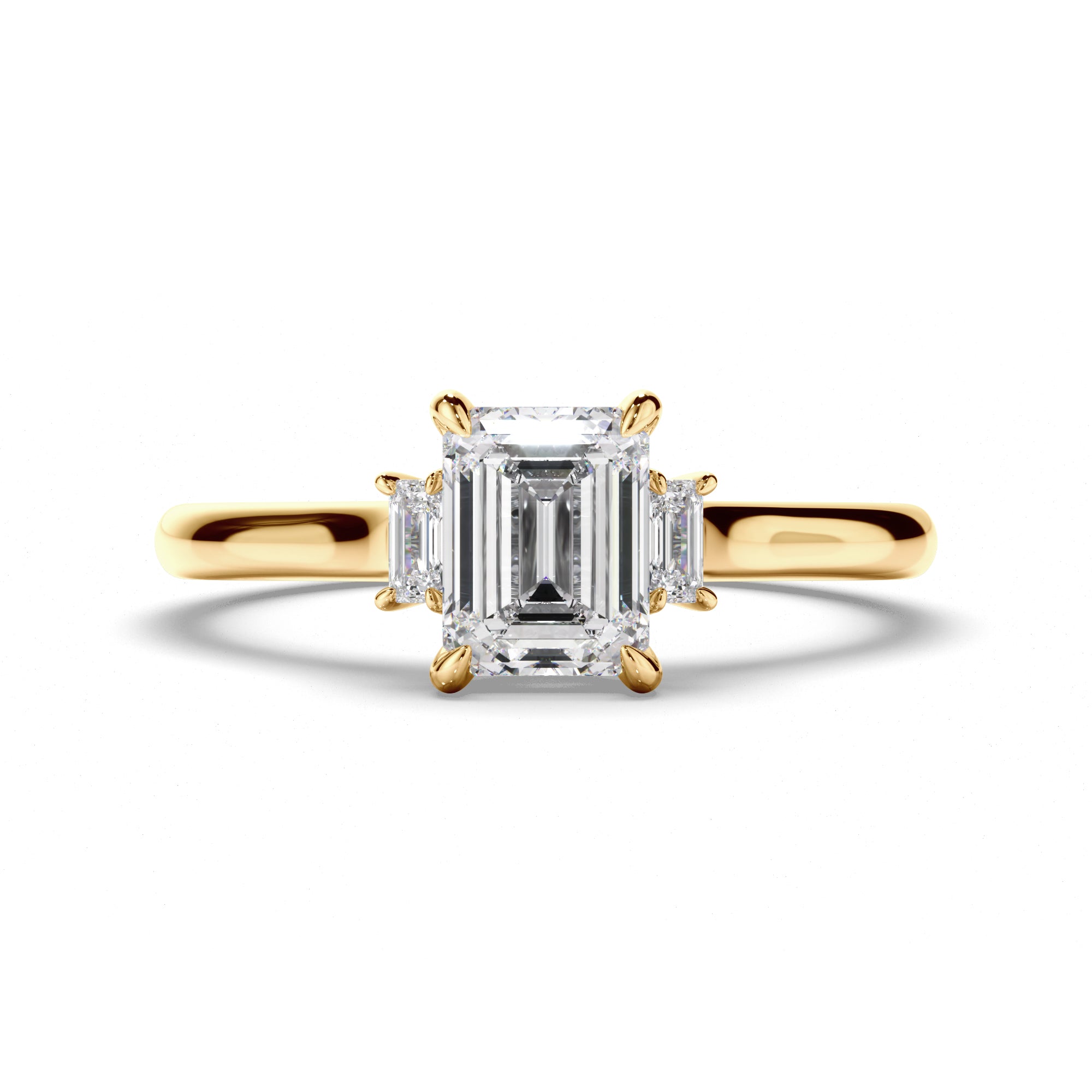 Phoenix - Emerald Cut Diamond Trilogy Engagement Ring with Baguette Sides