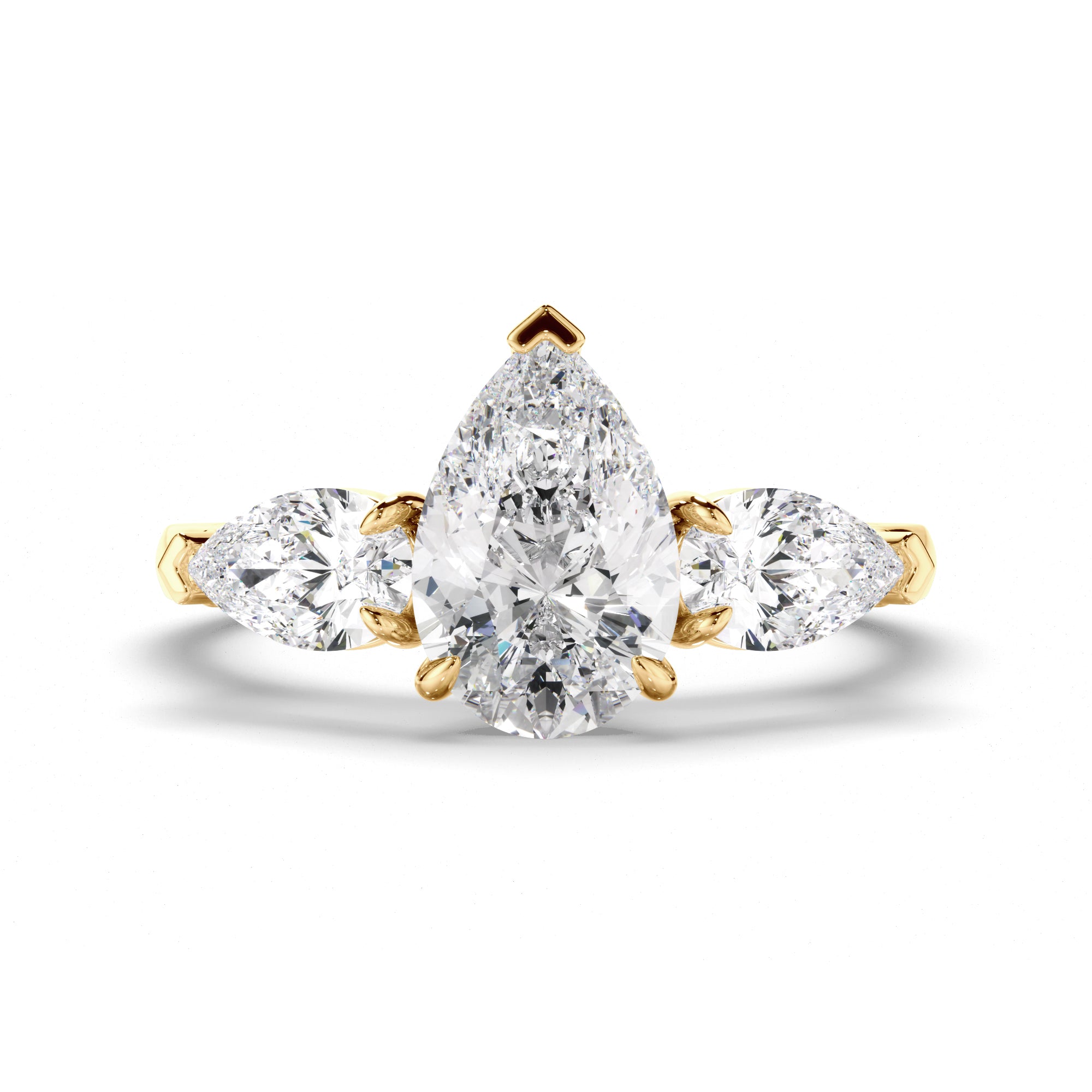 Tara - Pear Cut Diamond Trilogy Engagement Ring with Pear Sides