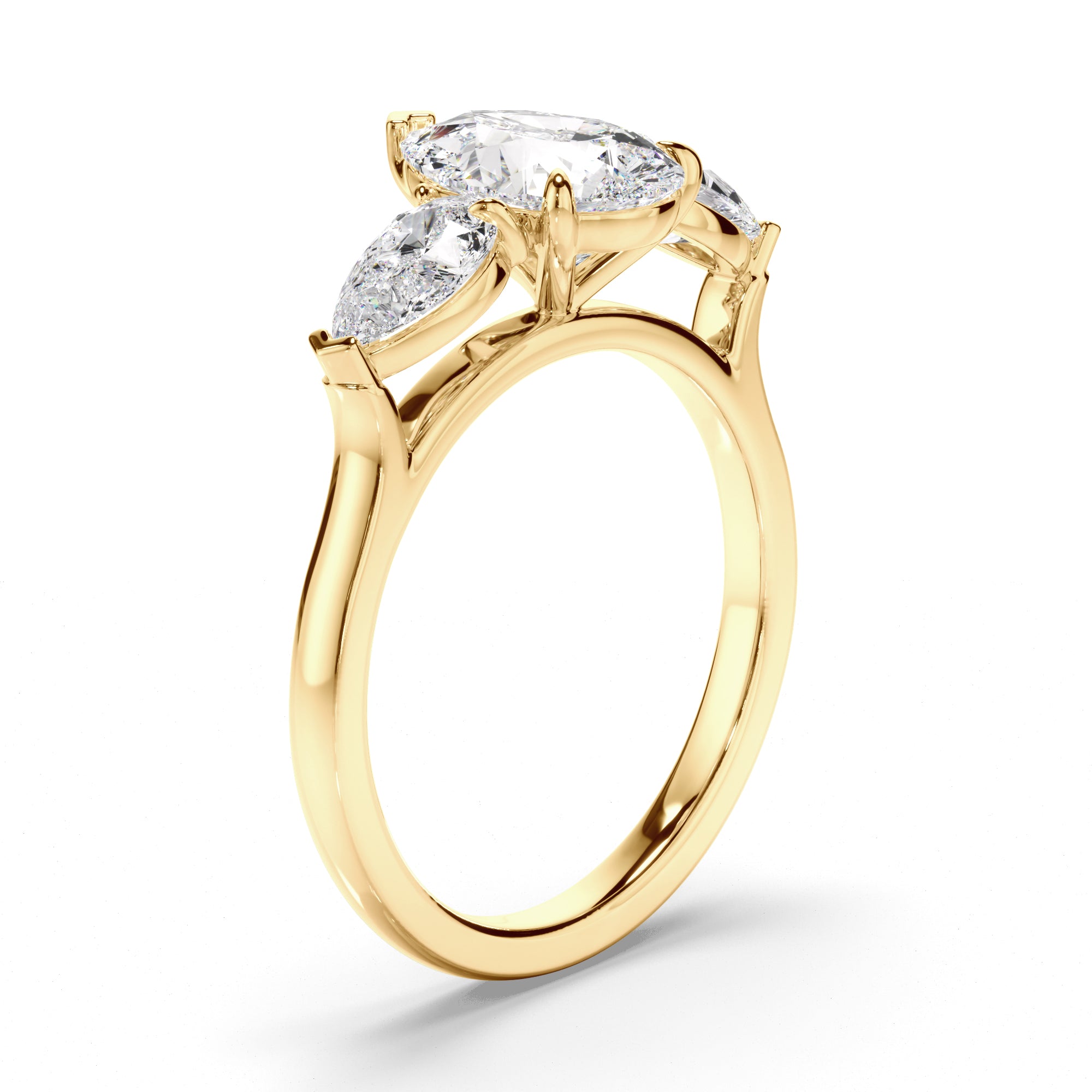 Tara - Pear Cut Diamond Trilogy Engagement Ring with Pear Sides