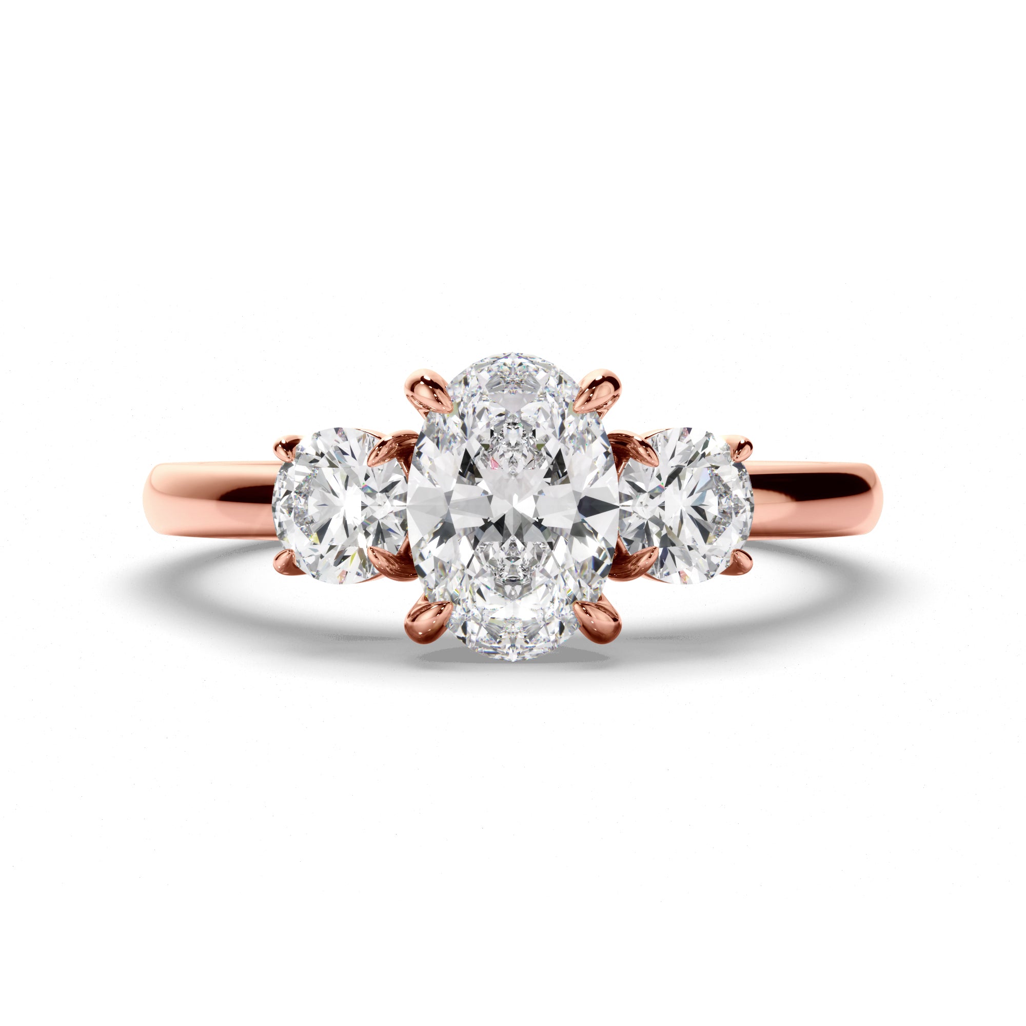 Orion - Oval Cut Diamond Trilogy Engagement Ring with Round Brilliant Sides