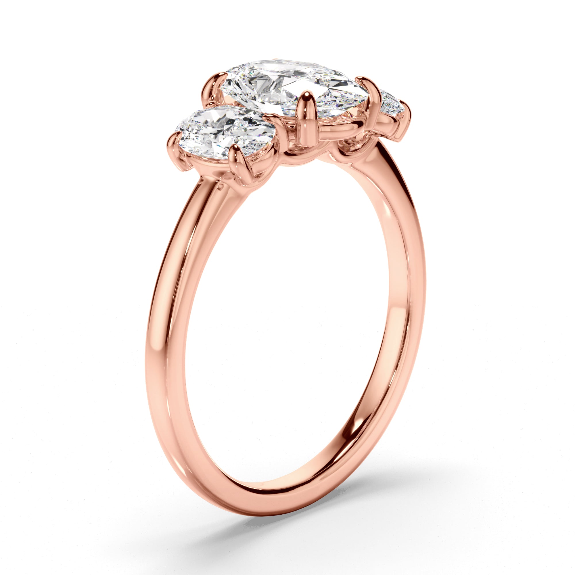 Lillian - Oval Cut Diamond Trilogy Engagement Ring