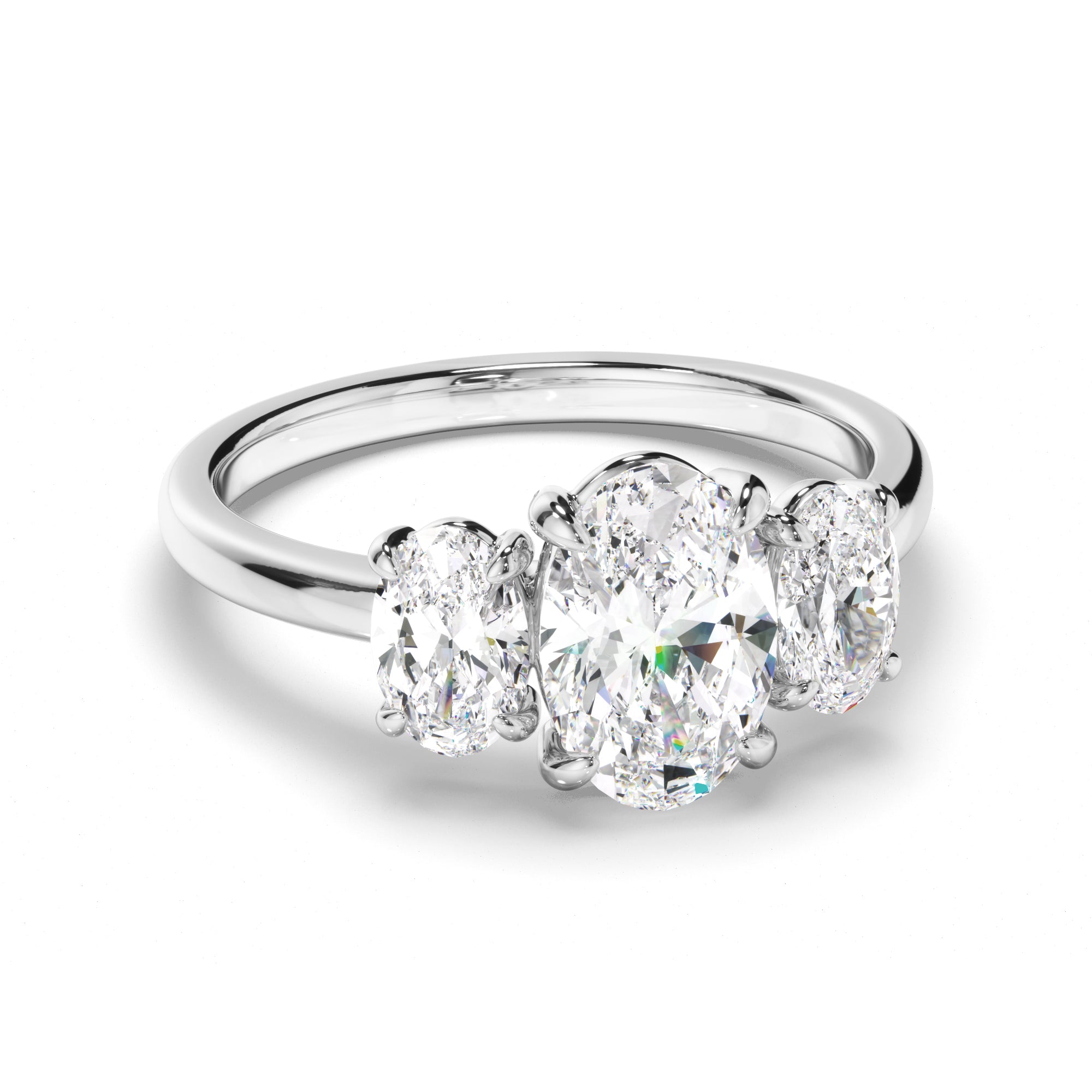 Lillian - Oval Cut Diamond Trilogy Engagement Ring