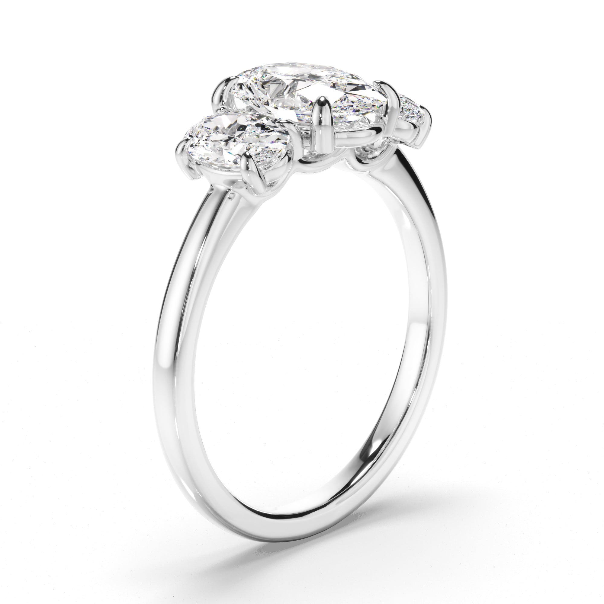 Lillian - Oval Cut Diamond Trilogy Engagement Ring