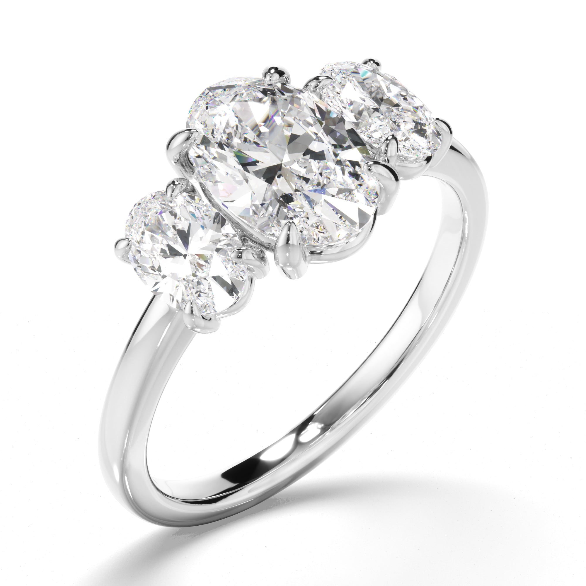 Lillian - Oval Cut Diamond Trilogy Engagement Ring