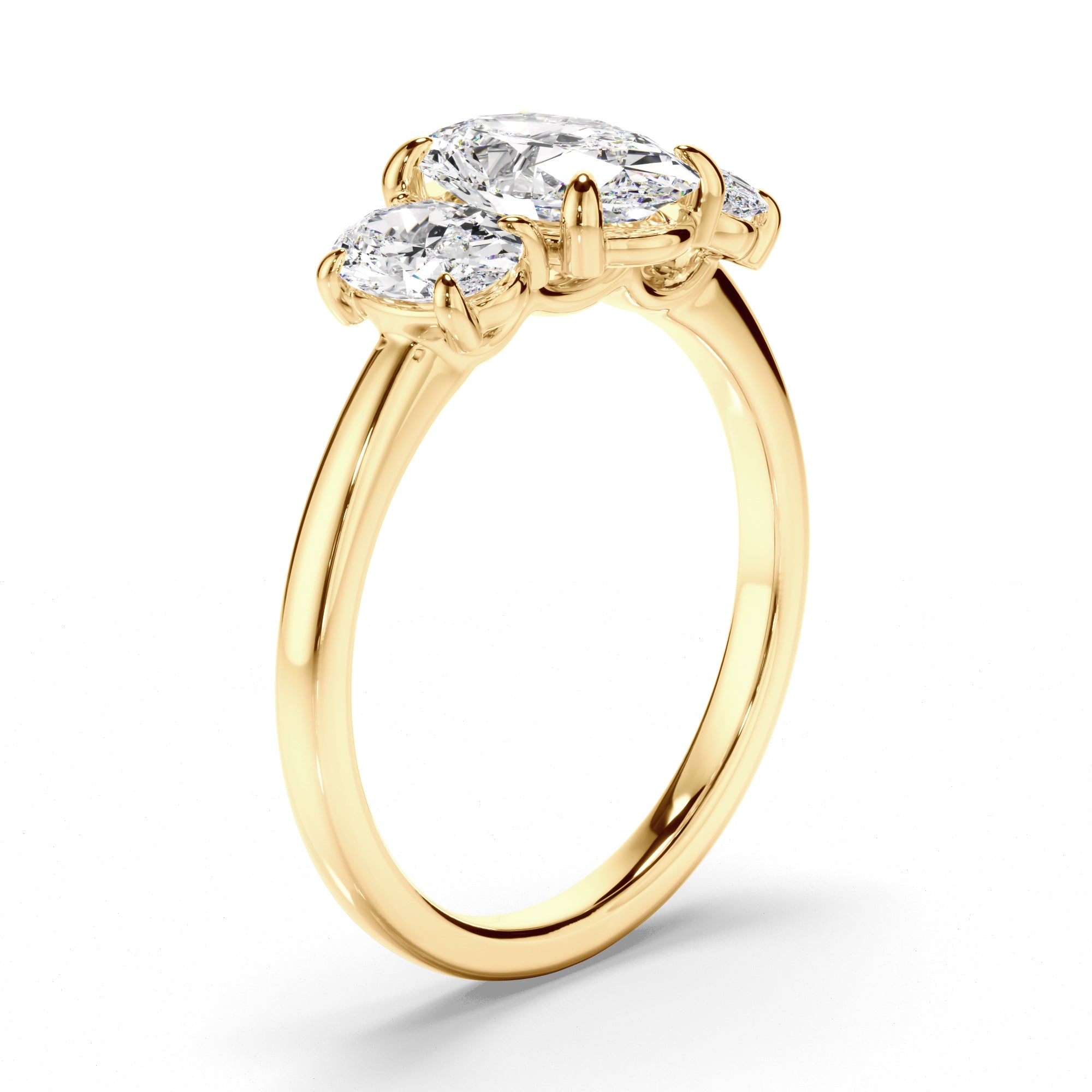 Lillian - Oval Cut Diamond Trilogy Engagement Ring