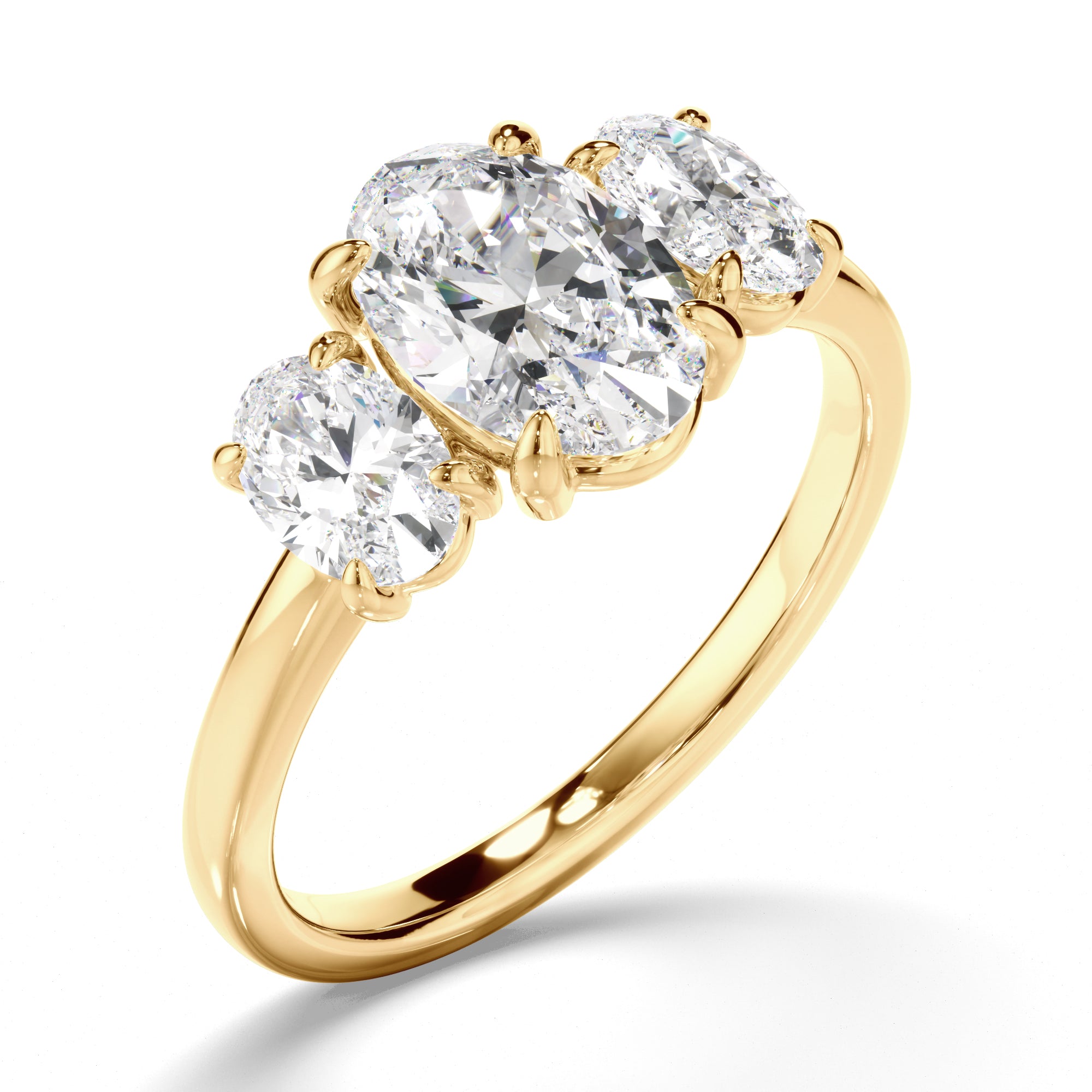 Lillian - Oval Cut Diamond Trilogy Engagement Ring