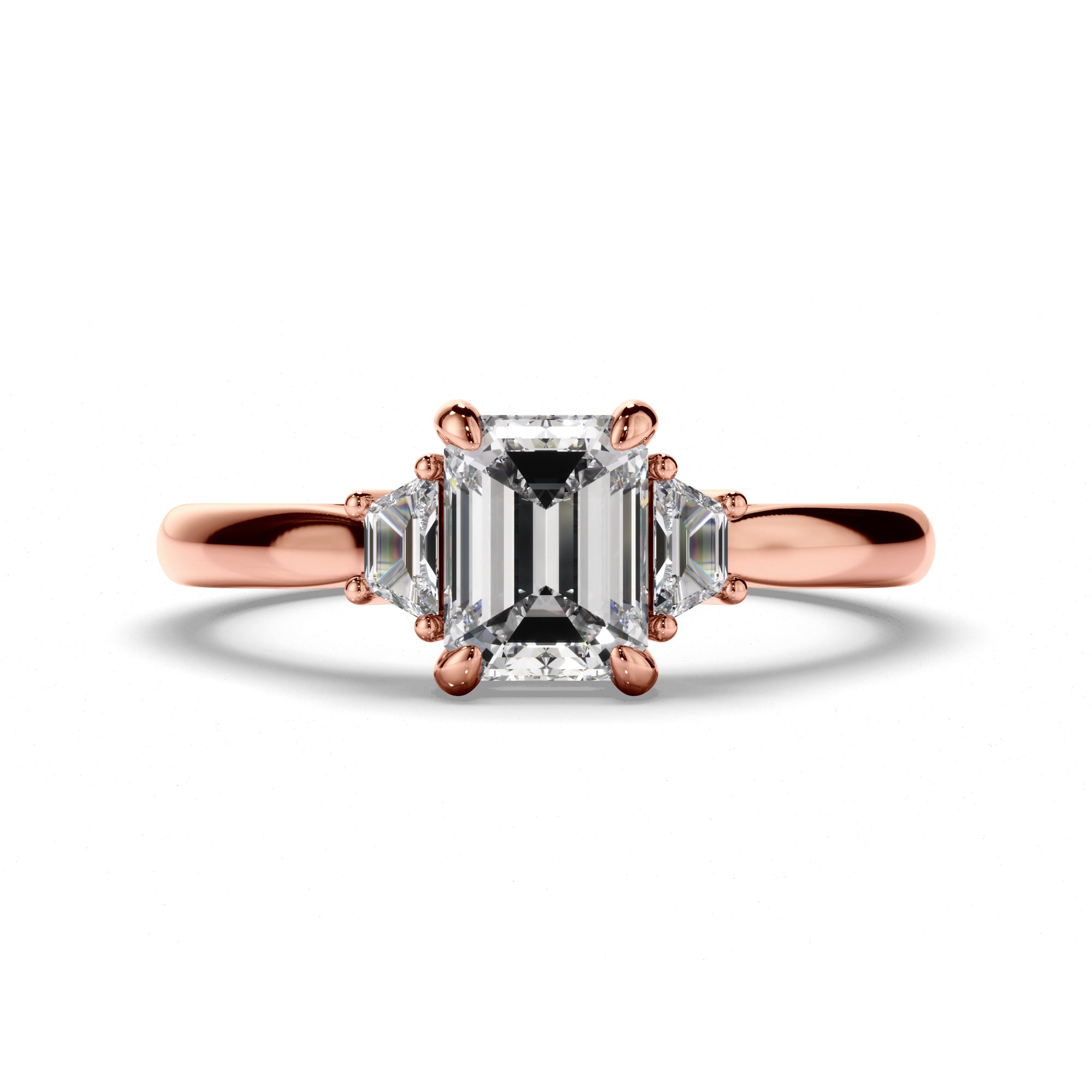 Rigel - Emerald Cut Diamond Trilogy Engagement Ring with Baguette Sides