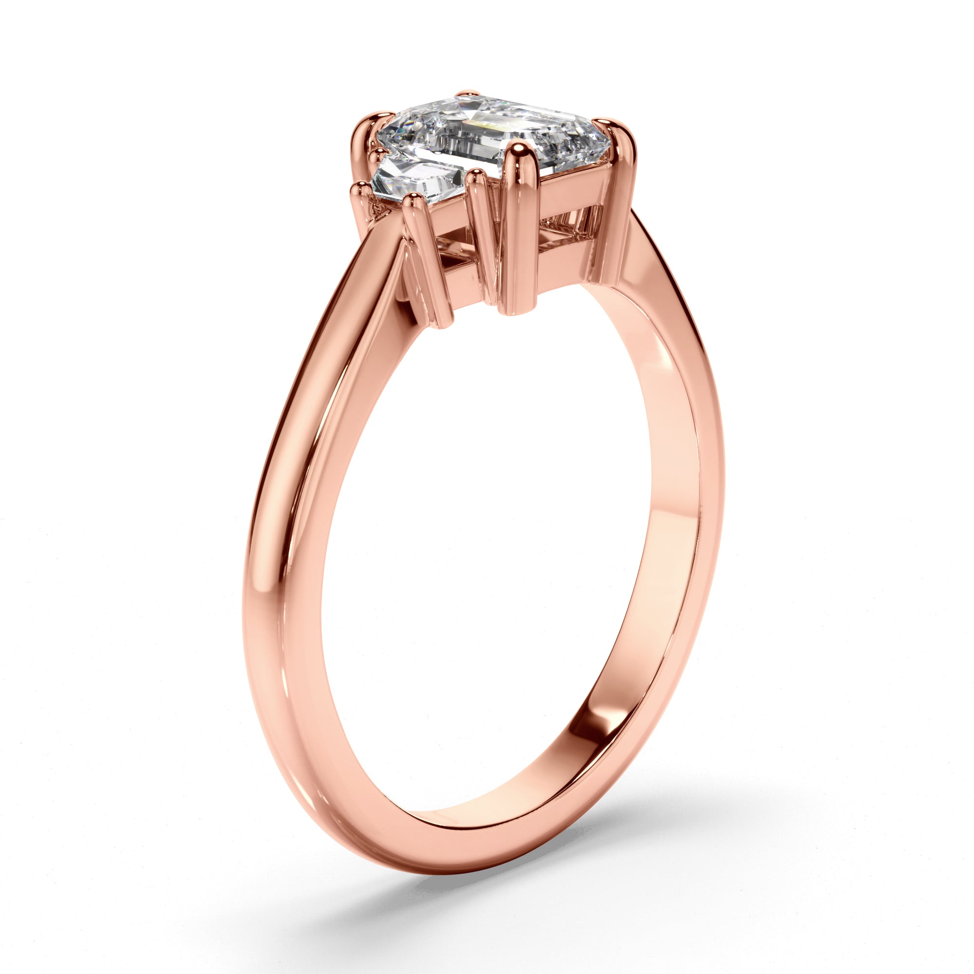 Rigel - Emerald Cut Diamond Trilogy Engagement Ring with Baguette Sides