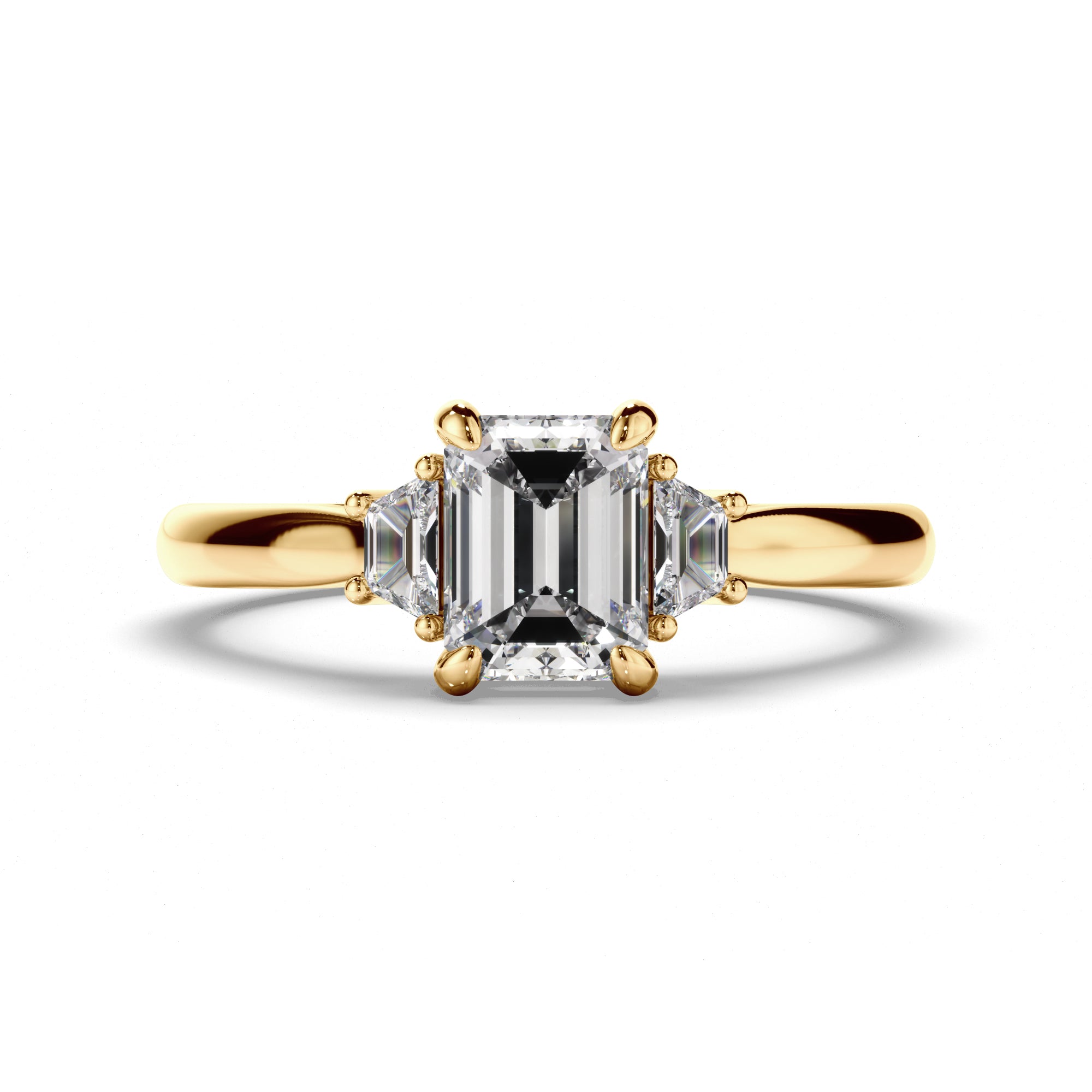 Rigel - Emerald Cut Diamond Trilogy Engagement Ring with Baguette Sides