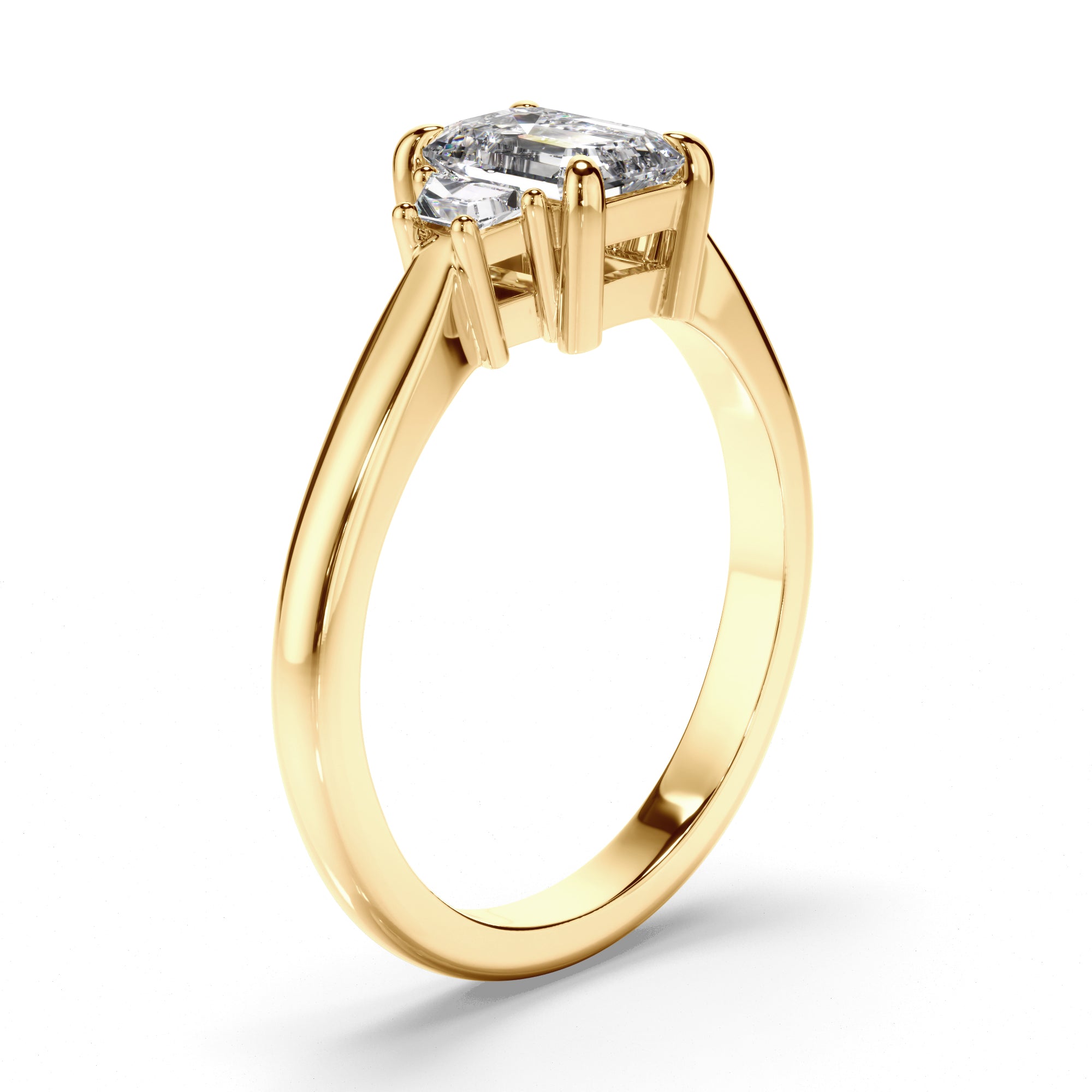 Rigel - Emerald Cut Diamond Trilogy Engagement Ring with Baguette Sides
