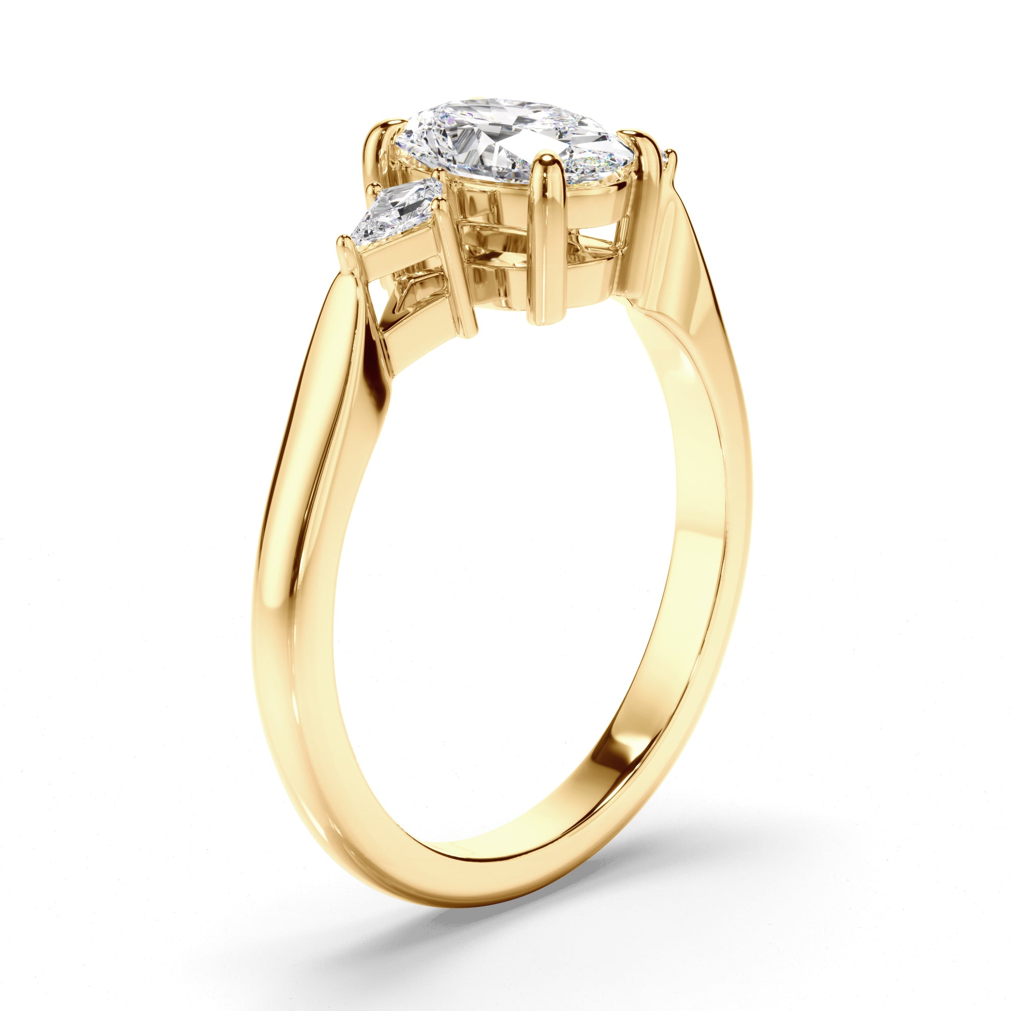 Rosaline - Oval Cut Diamond Trilogy Engagement Ring with Kite Sides