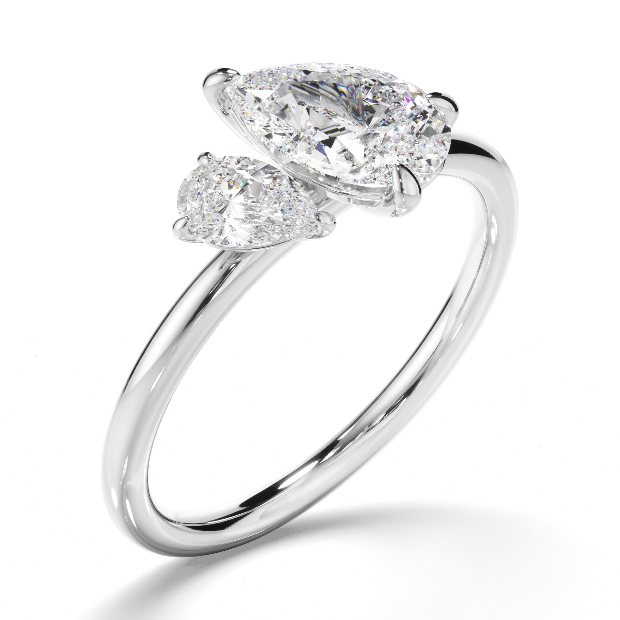 Hannah - Pear Cut Diamond Toi et Moi Engagement Ring