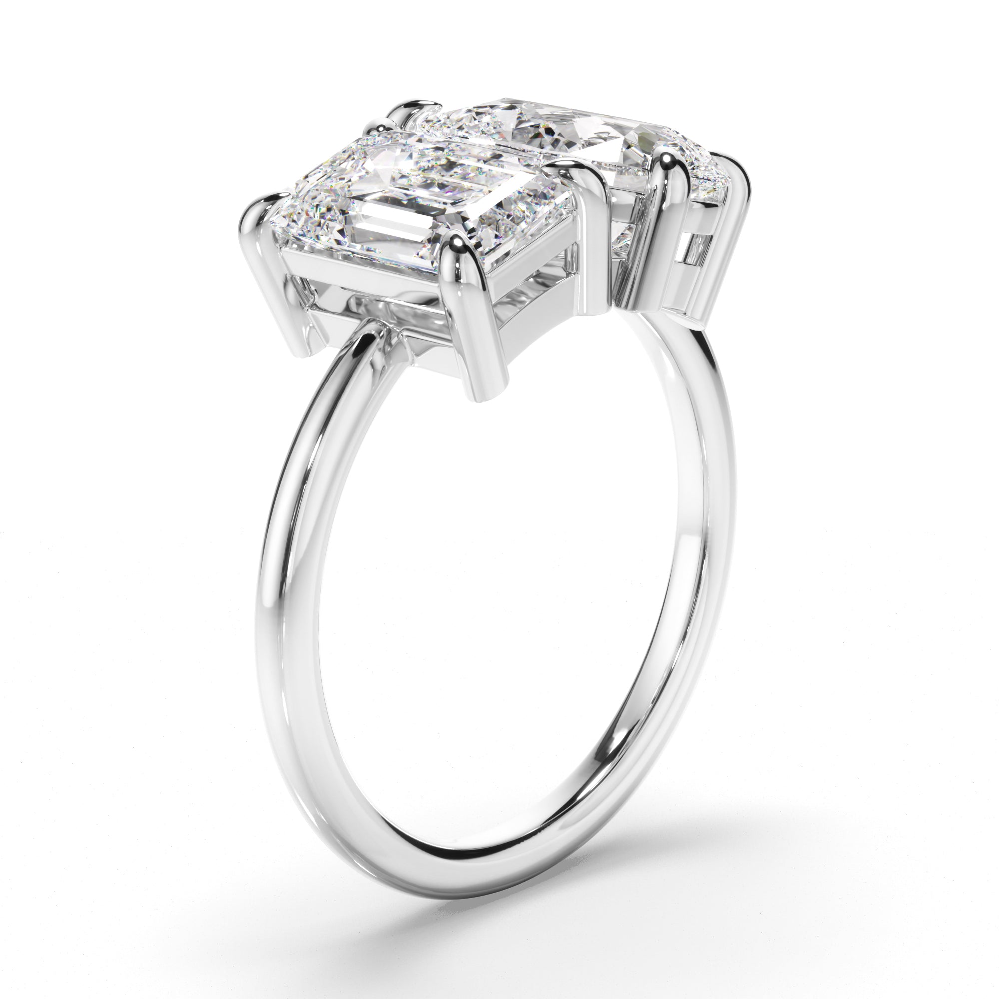 Madeline - Emerald & Pear Cut Diamond Toi et Moi Engagement Ring