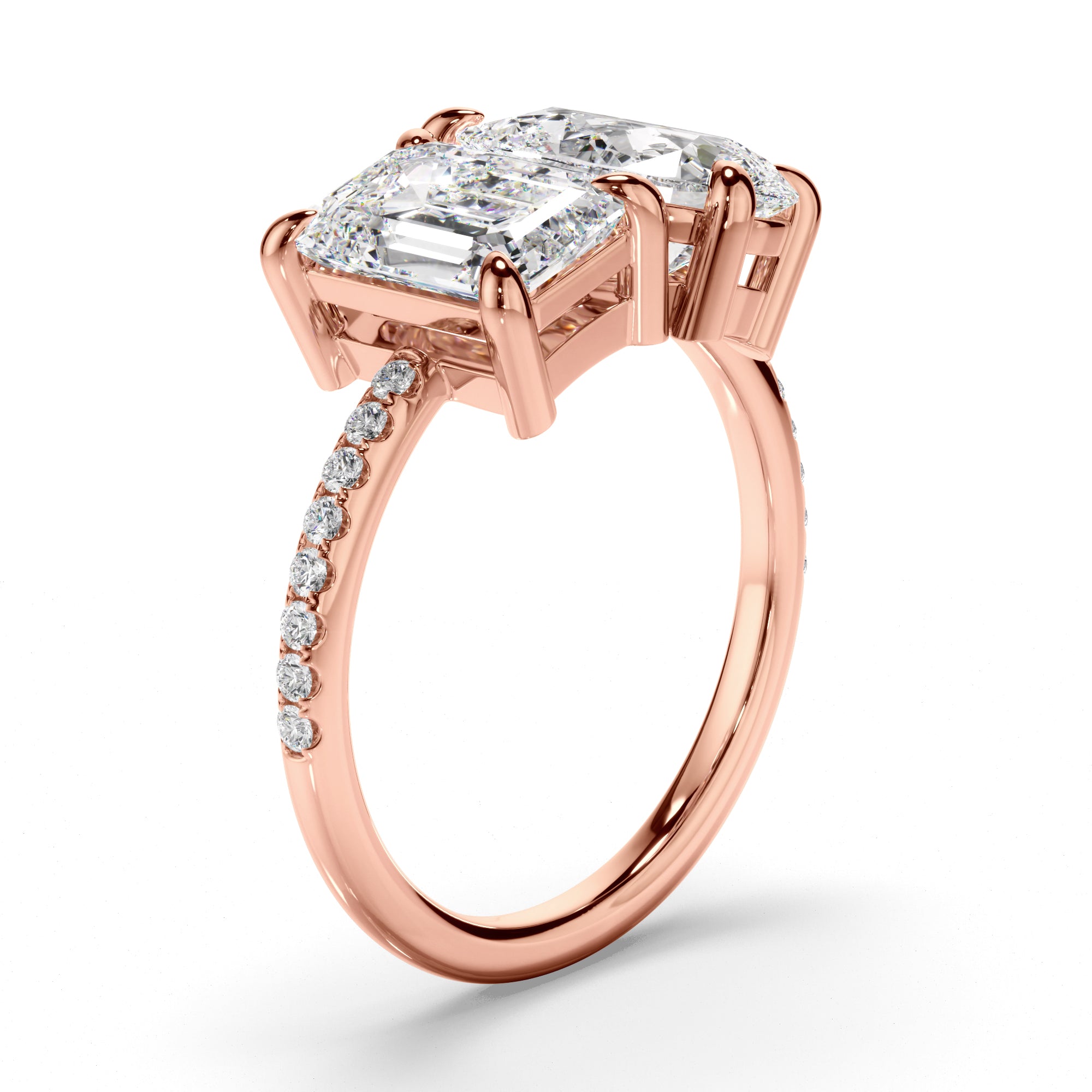 Nina - Emerald & Pear Cut Diamond Toi et Moi Engagement Ring
