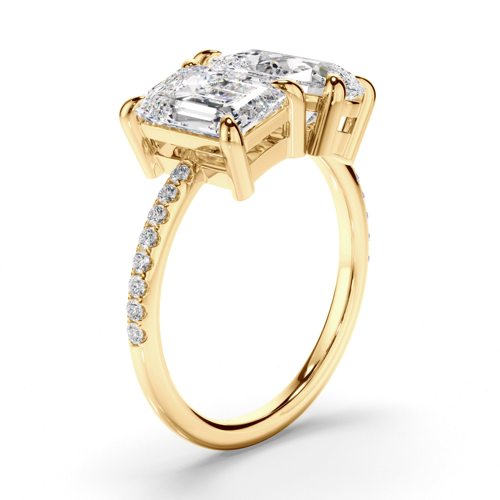 Nina - Emerald & Pear Cut Diamond Toi et Moi Engagement Ring