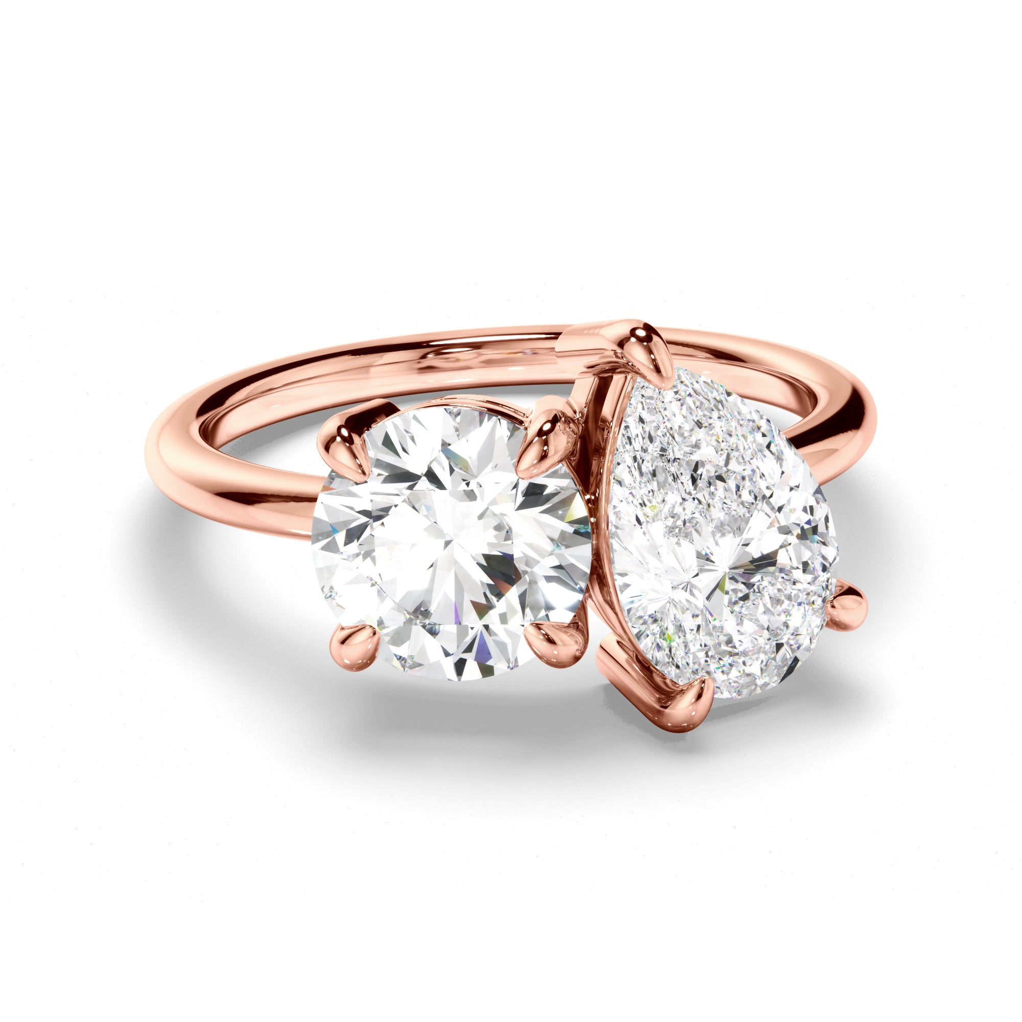 Penrose - Round Brilliant & Pear Cut Diamond Toi et Moi Engagement Ring