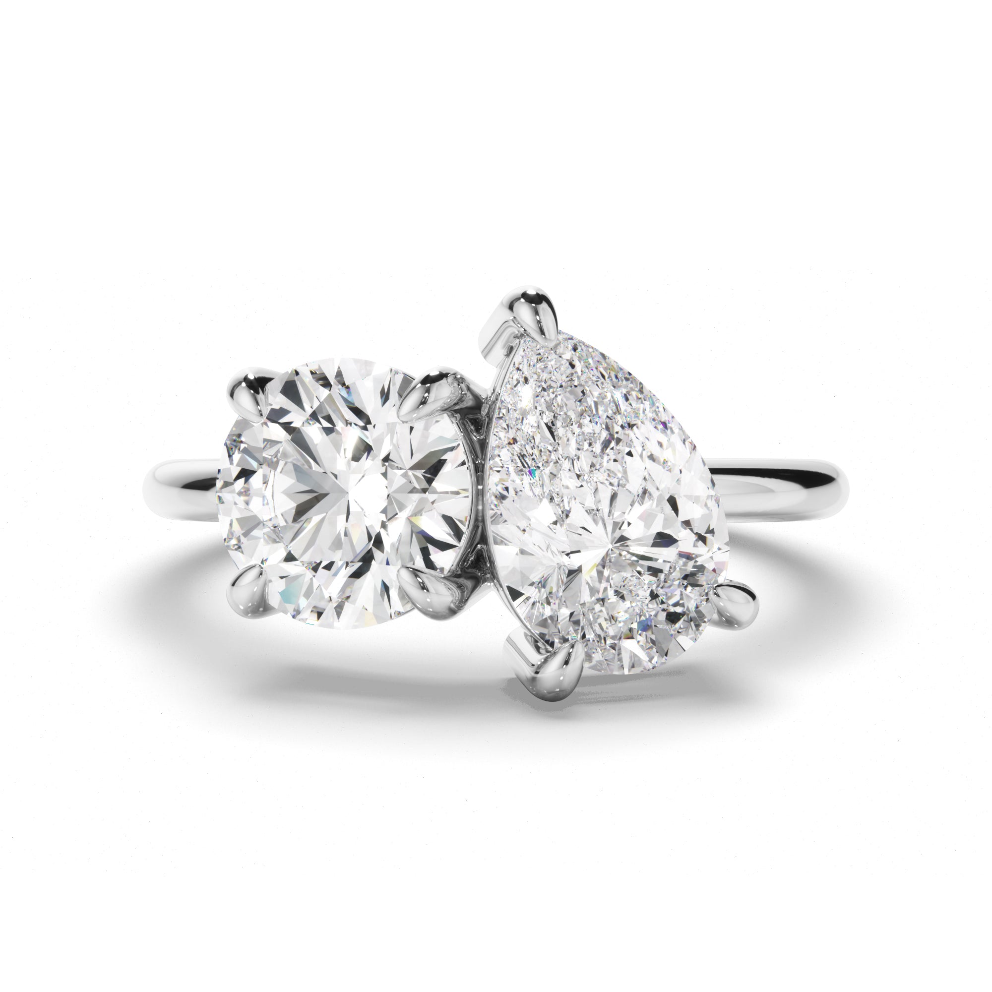 Penrose - Round Brilliant & Pear Cut Diamond Toi et Moi Engagement Ring