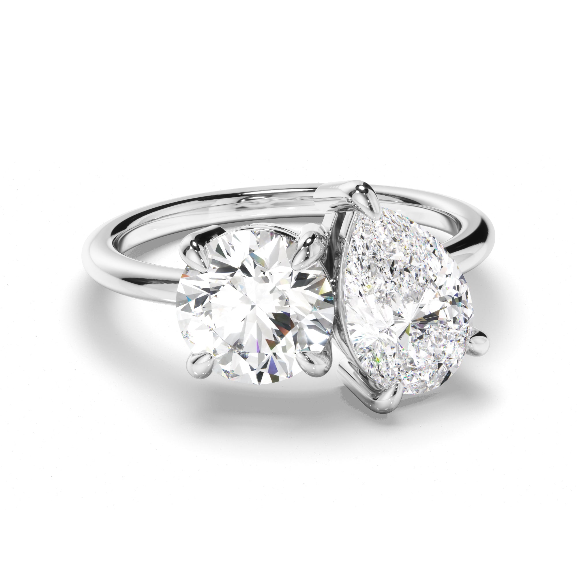 Penrose - Round Brilliant & Pear Cut Diamond Toi et Moi Engagement Ring
