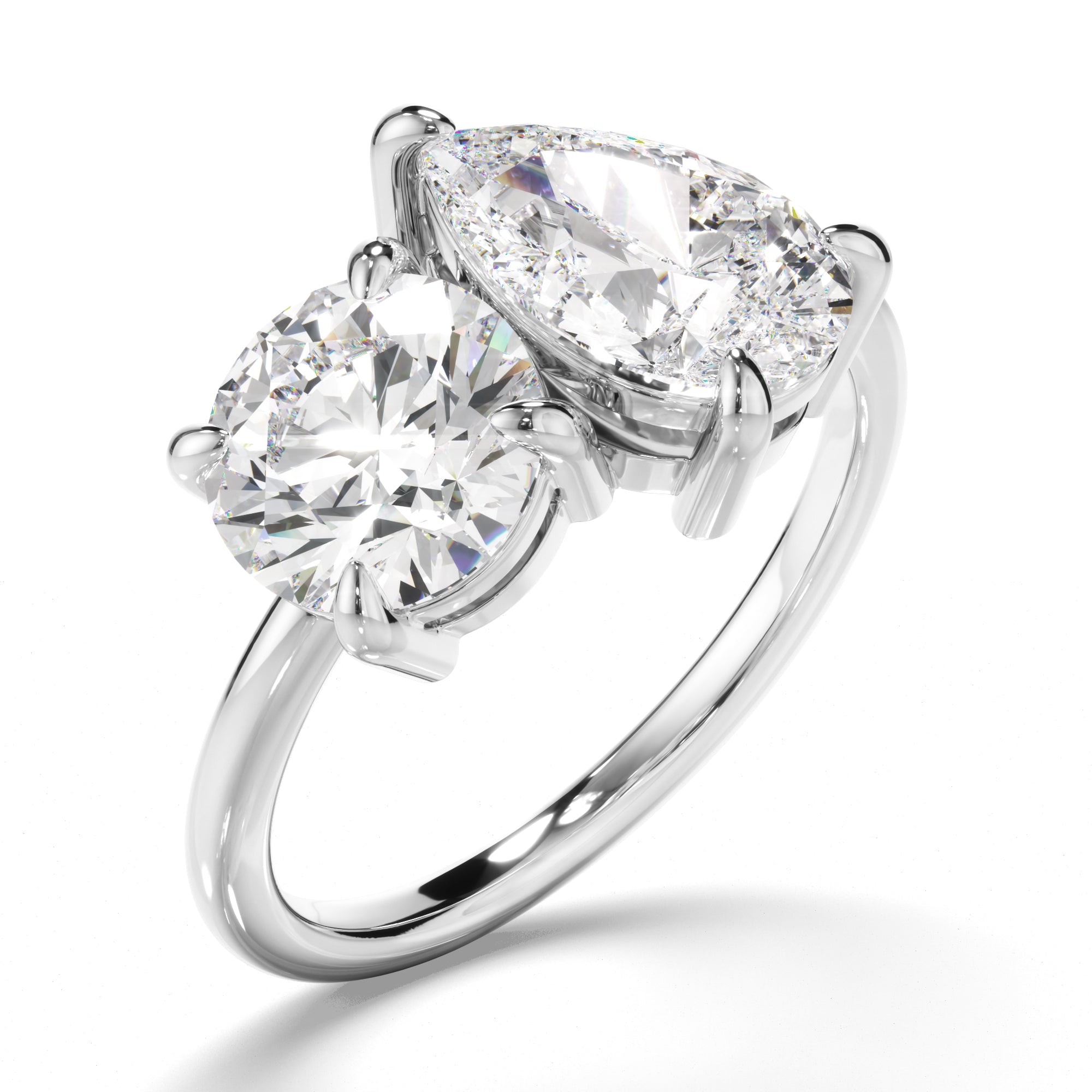 Penrose - Round Brilliant & Pear Cut Diamond Toi et Moi Engagement Ring