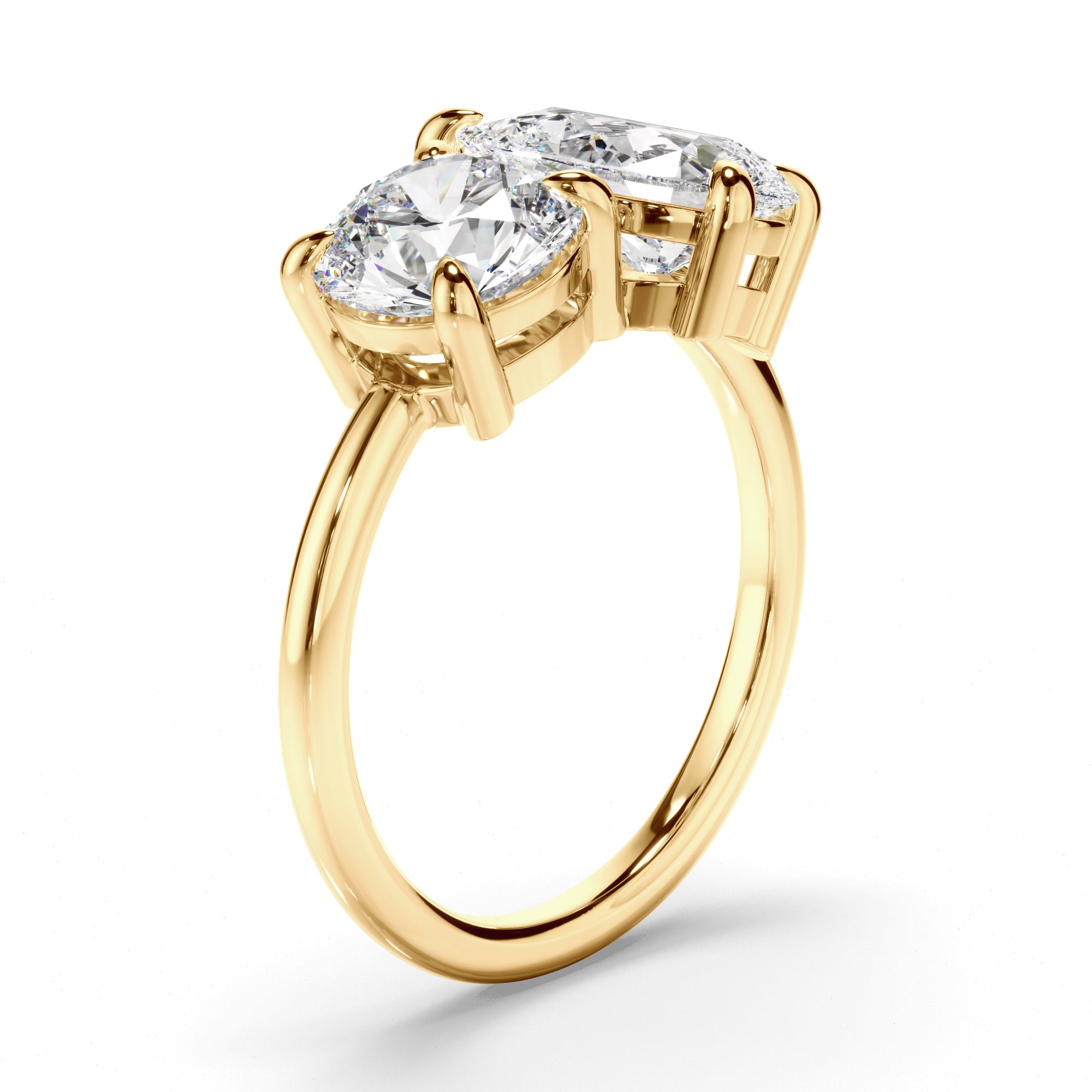 Penrose - Round Brilliant & Pear Cut Diamond Toi et Moi Engagement Ring